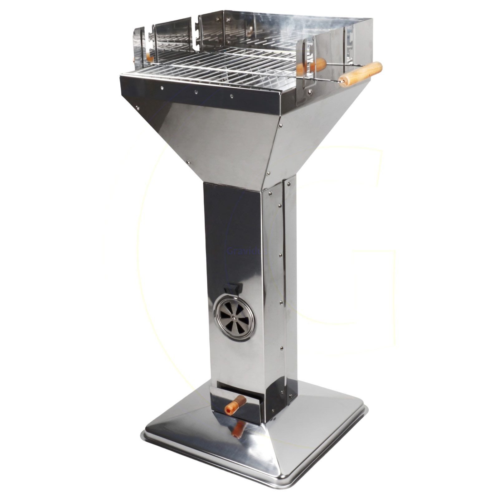 Gravidus Holzkohlegrill EDELSTAHL Säulengrill BBQ
