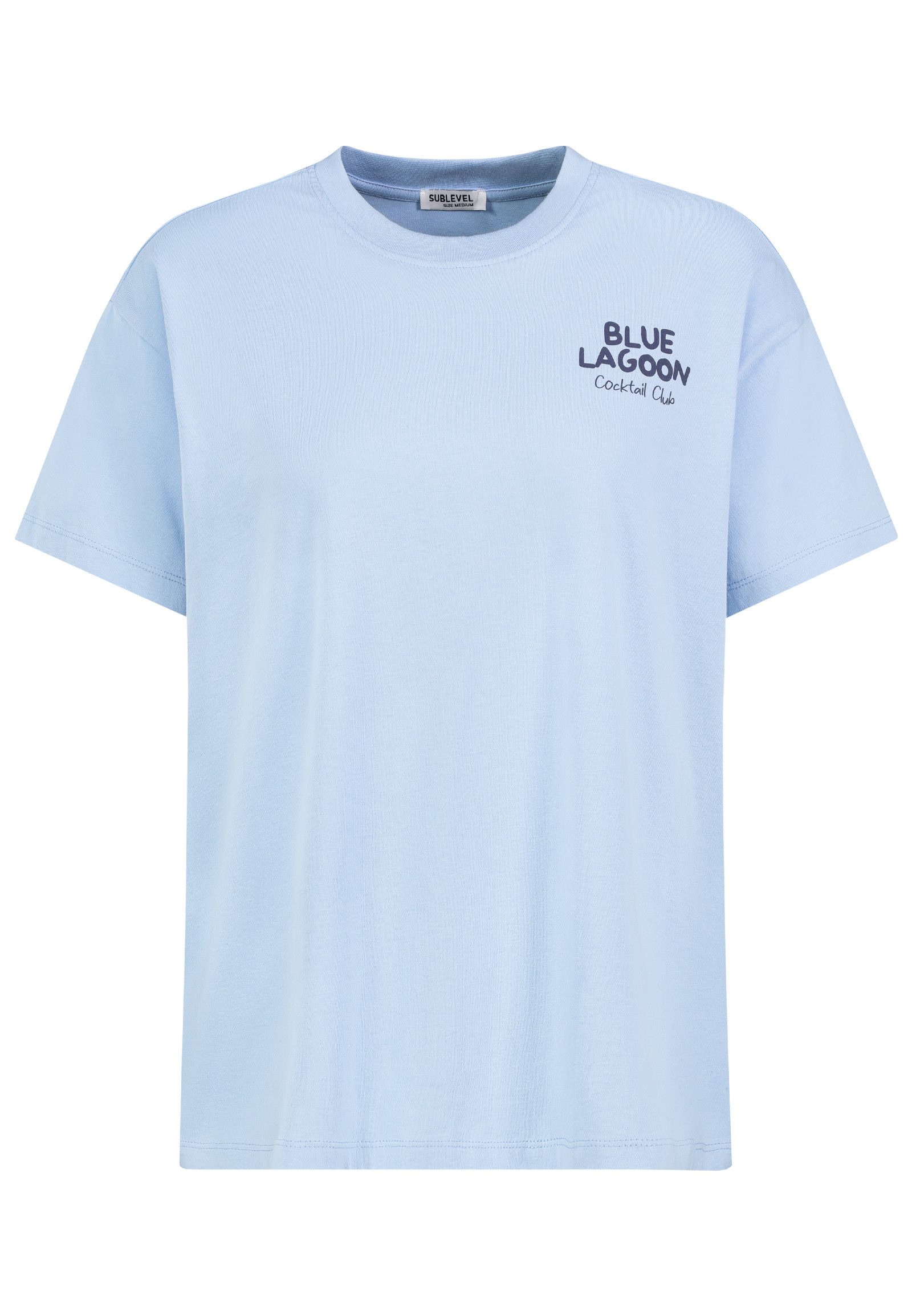 SUBLEVEL T-Shirt Modisches T-Shirt Fotoprint Rundhals für Damen (1-tlg) Baumwolle Normal Fit Rundhals Kurzarm Spruch atmungsaktiv