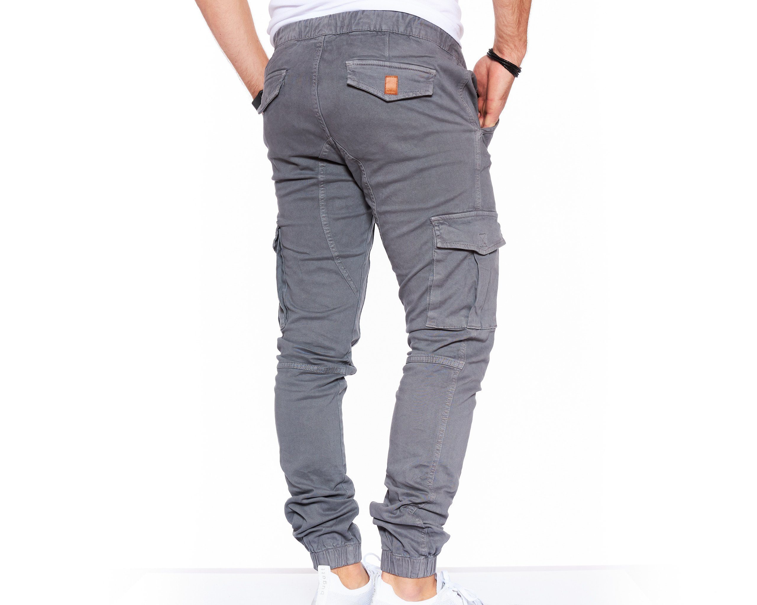 Styleko Cargohose 8002 Styleko Cargohose männer Hose Cargohose Chino Herren Grey-Elastenbund Cargohose