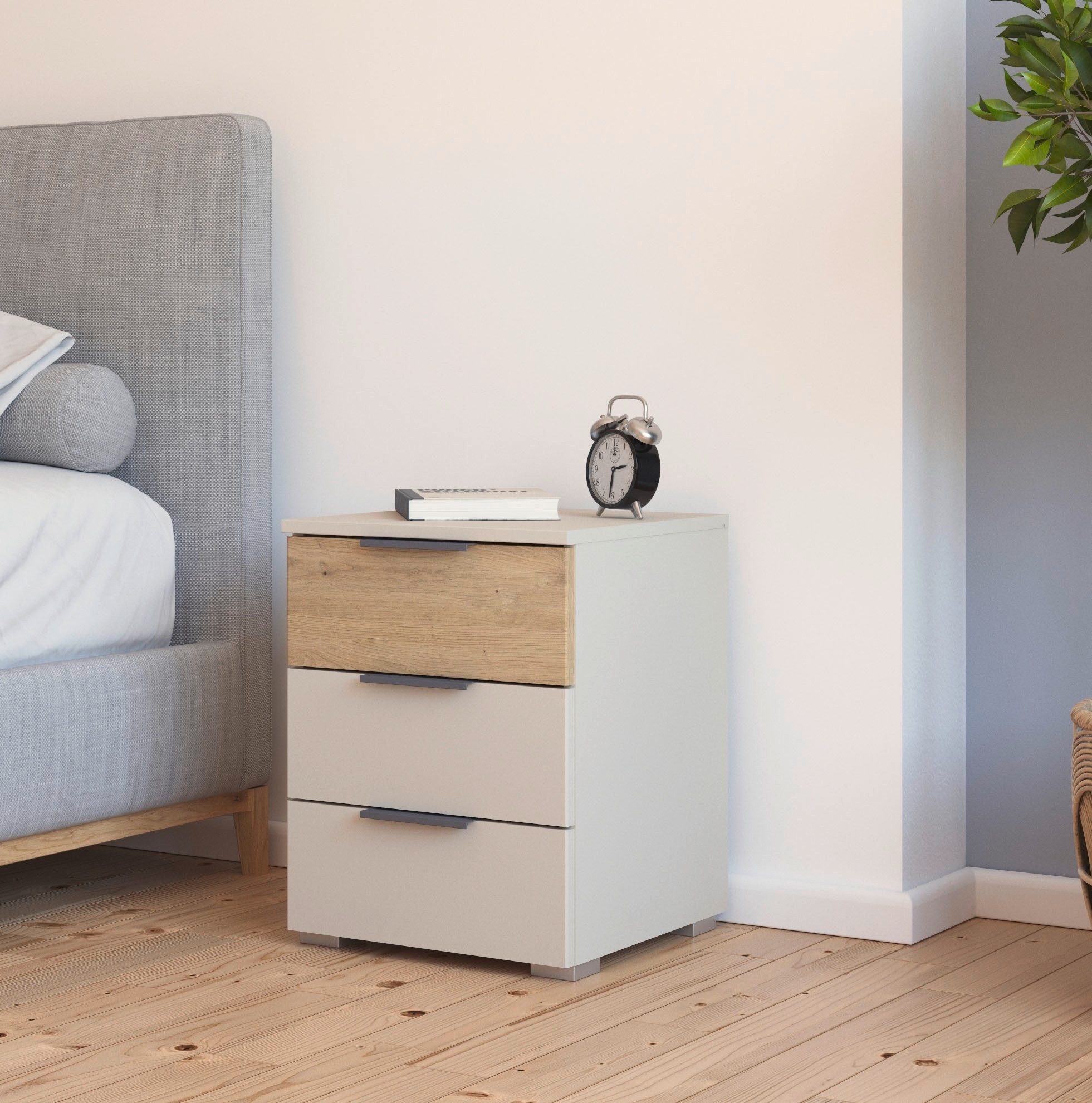rauch Nachtkommode Nachttisch-Set Nachtkonsole Beistelltisch Kommode Sideboard SAJO (Set, 2 St), mit 3 Schubladen, obere Schublade farblich abgesetzt MADE IN GE – Bild 2 von 5
