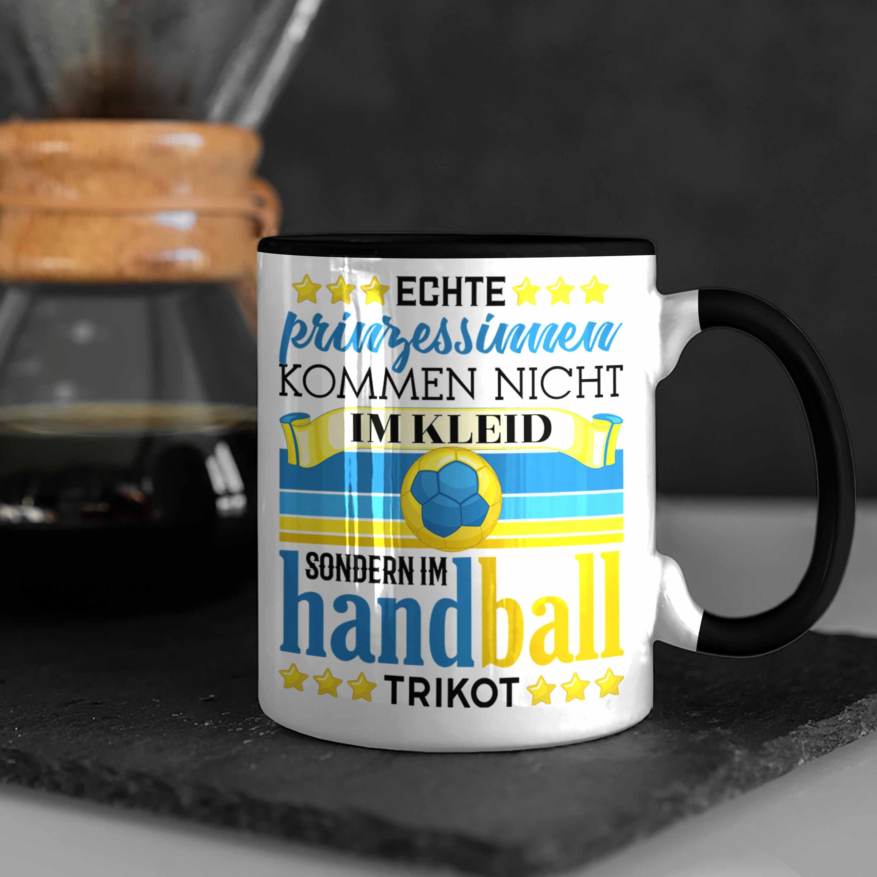 Spruch Schwarz Trendation Geschenkidee Handball Frauen Geschenk Tasse Tasse Handball-Spielerin