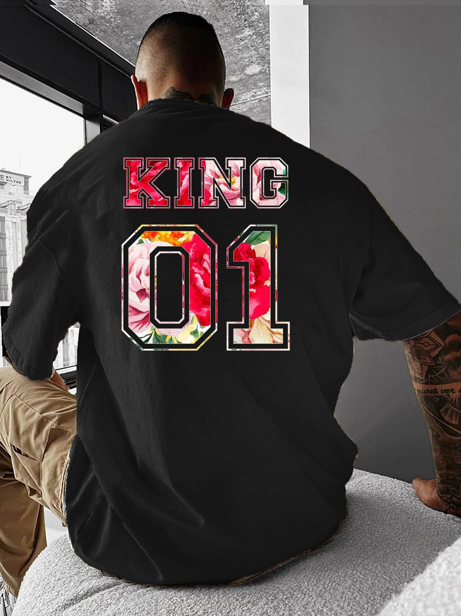 RMK T-Shirt Herren Shirt Rundhals Basic "King 01" aus Baumwolle