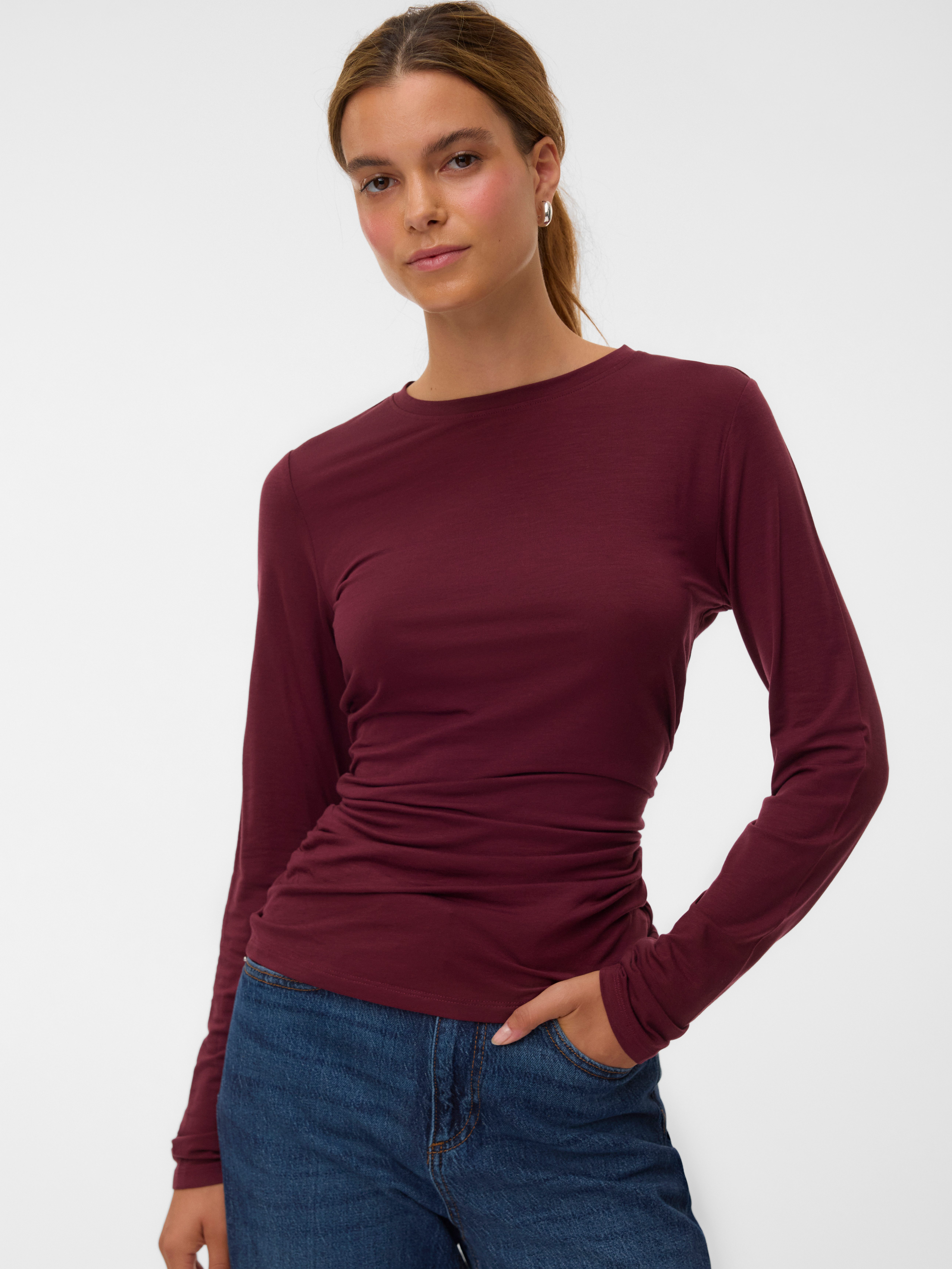 Vero Moda Langarmshirt VMAVA SARAH LS TOP JRS NOOS Materialmix, regular fit