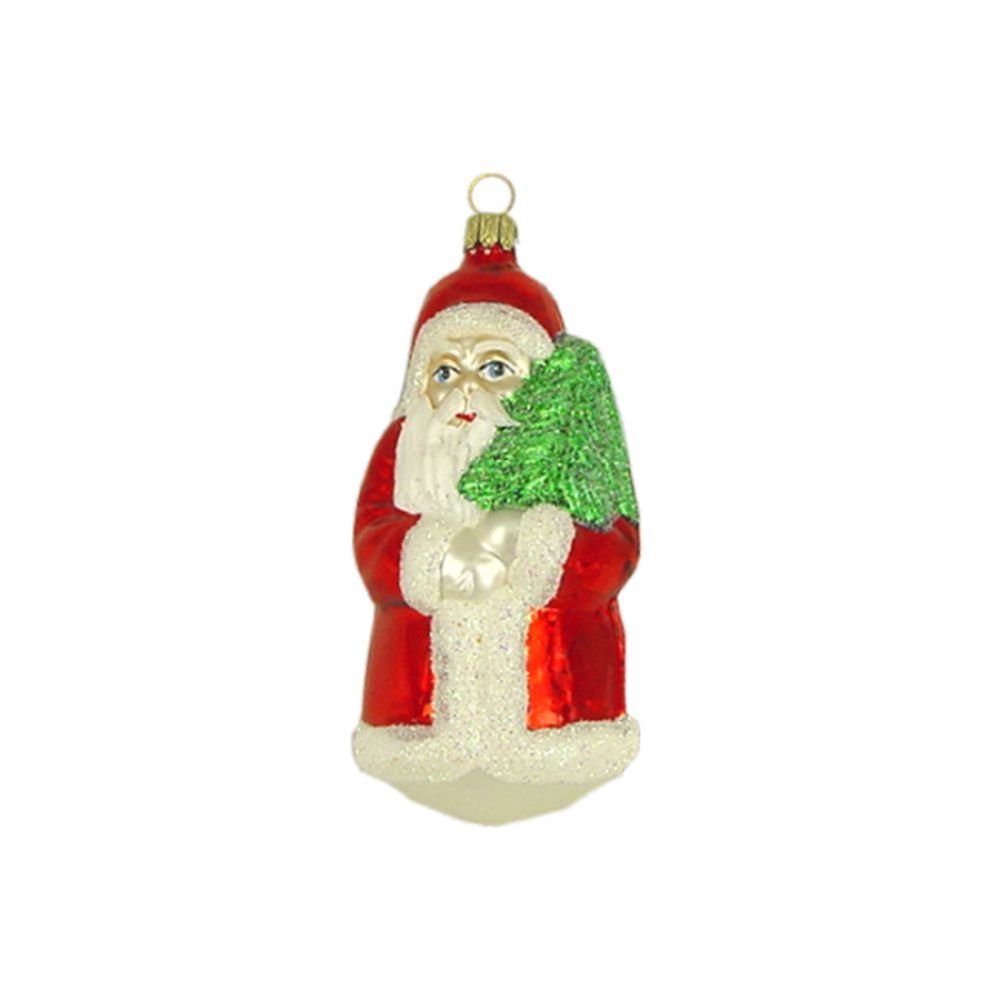 Haberland Glasschmuck Lauscha Christbaumschmuck Großer Weihnachtsmann mit Mantel rot 11 cm Lauschaer Glas