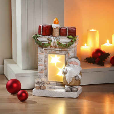 Dekoleidenschaft LED-Dekofigur Kamin "Weihnachten" 40 cm hoch, mit Timer, Weihnachtsdeko, Tischkamin, Leuchtdeko, Laterne, Dekokamin mit Batterie, Dekokamin, Kaminlaterne