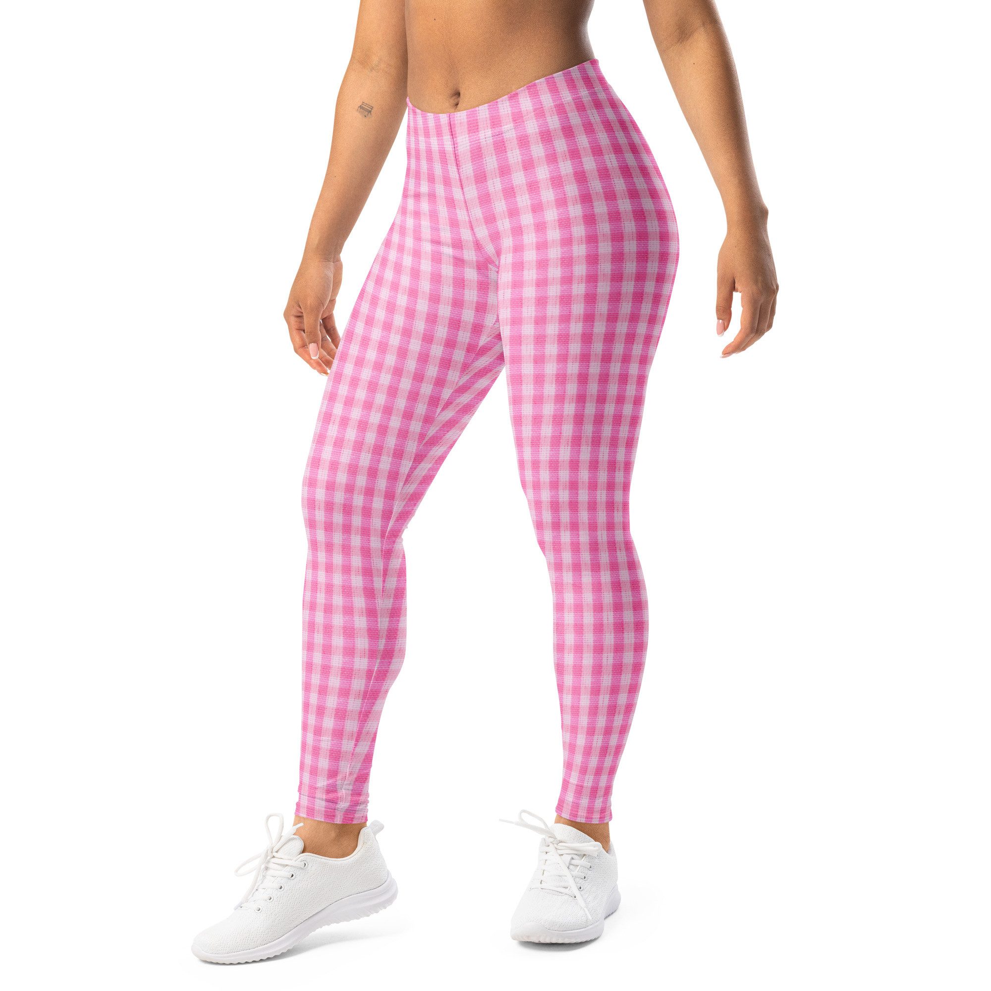 DECALVIBES Funktionsleggings Damen Leggings Basic Pink Squared Blickdicht, 4-Wege-Stretch, elastischer Bund, weiches Material