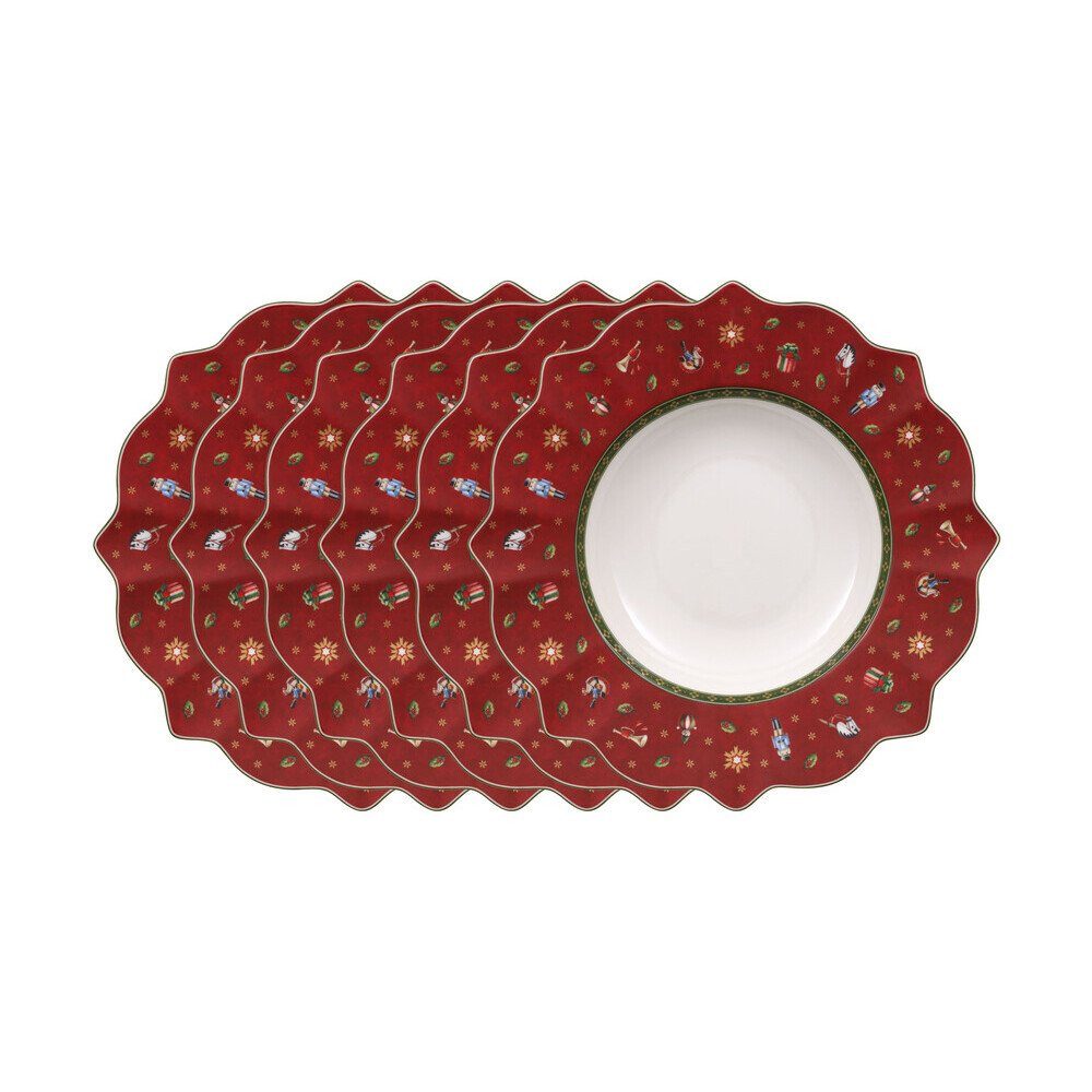 Villeroy & Boch Suppenteller Suppenteller rot 26 cm Toy's Delight 6-tlg., (1 St), Suppenteller, Pastateller, tiefer Teller, Ø26cm, Premium Porcelain