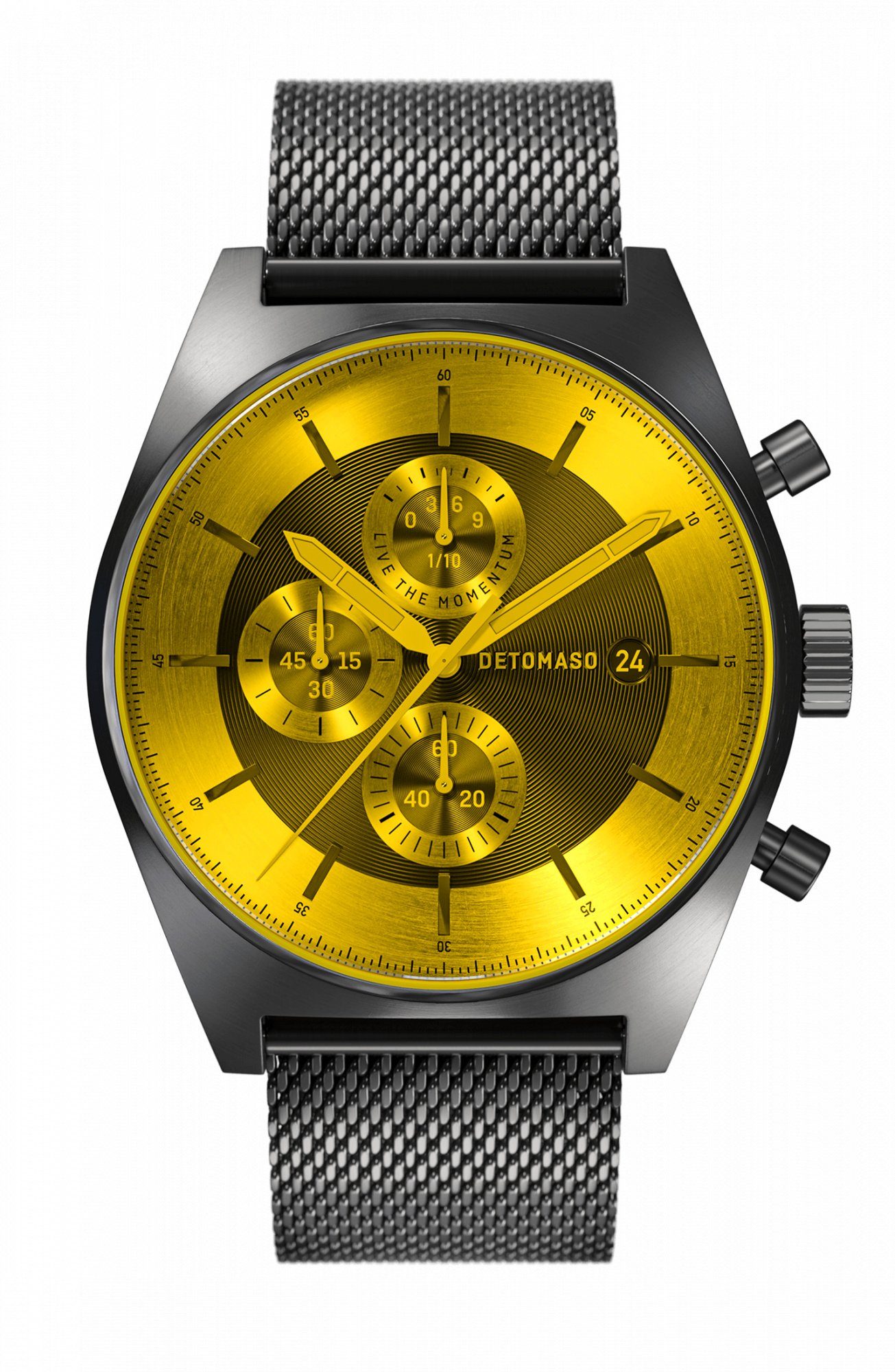 D10 CHRONO YELLOW Quarzuhr GLASS DETOMASO COLORED GREY