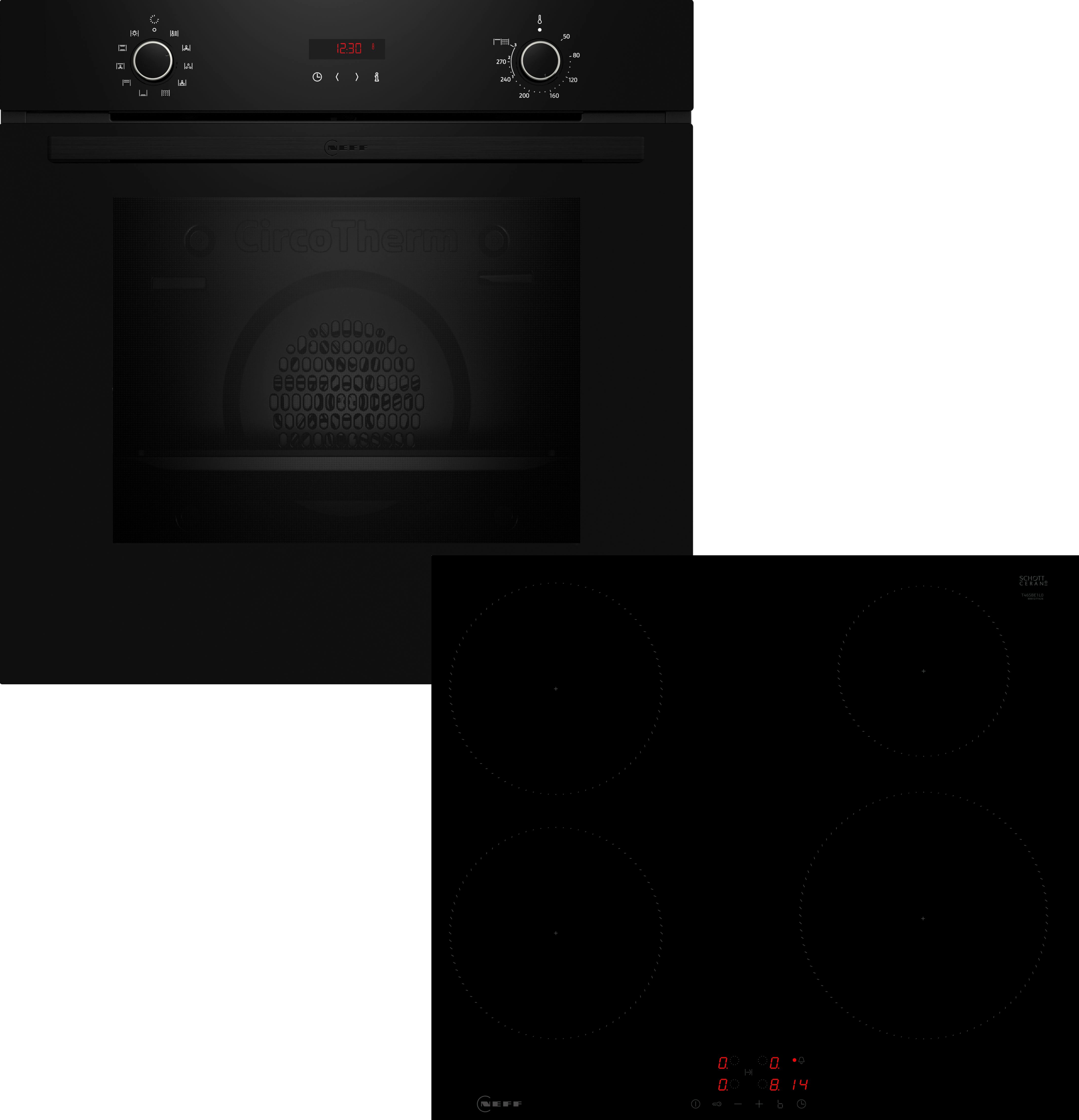 NEFF Backofen-Set BX46PIB0, mit Teleskopauszug nachrüstbar, Pyrolyse-Selbstreinigung, Mühelose Pyrolyse-Reinigung & Backen auf 3 Ebenen mit CircoTherm®