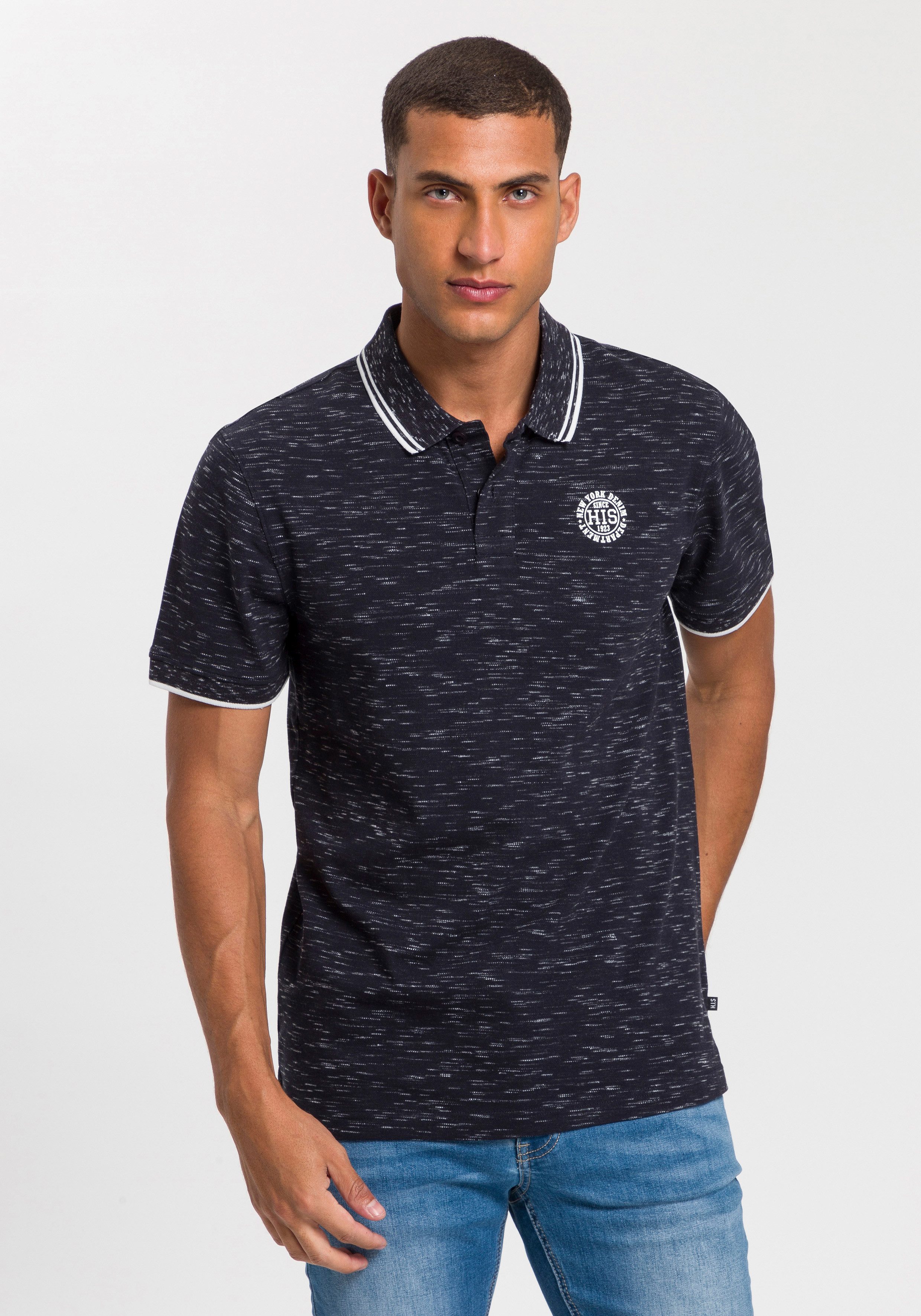 H.I.S Poloshirt in markanter mélange Optik