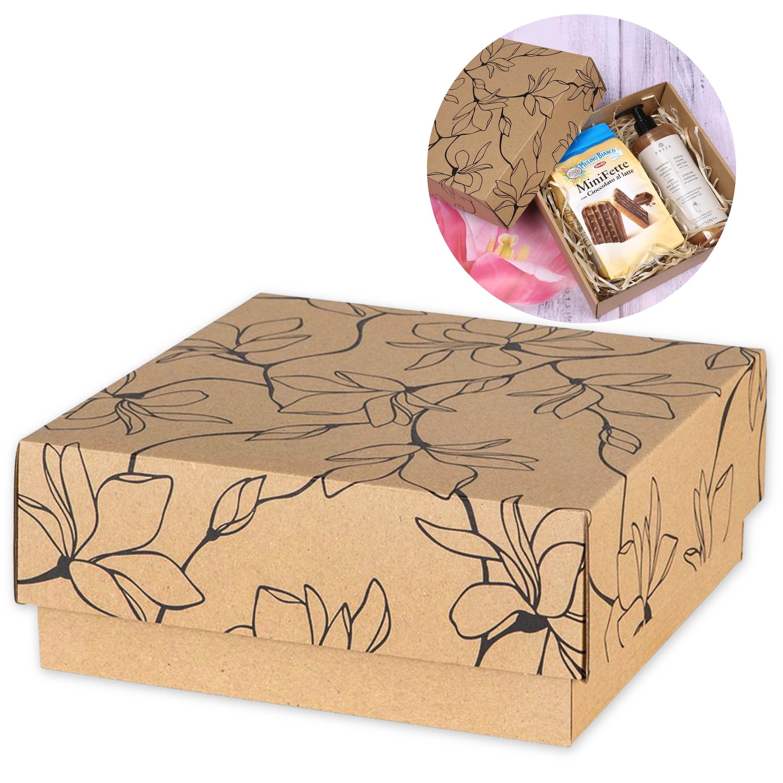 Sarcia.eu Geschenkbox Quadratische Geschenkbox mit Blumenmuster 20x20x8,5 cm x1
