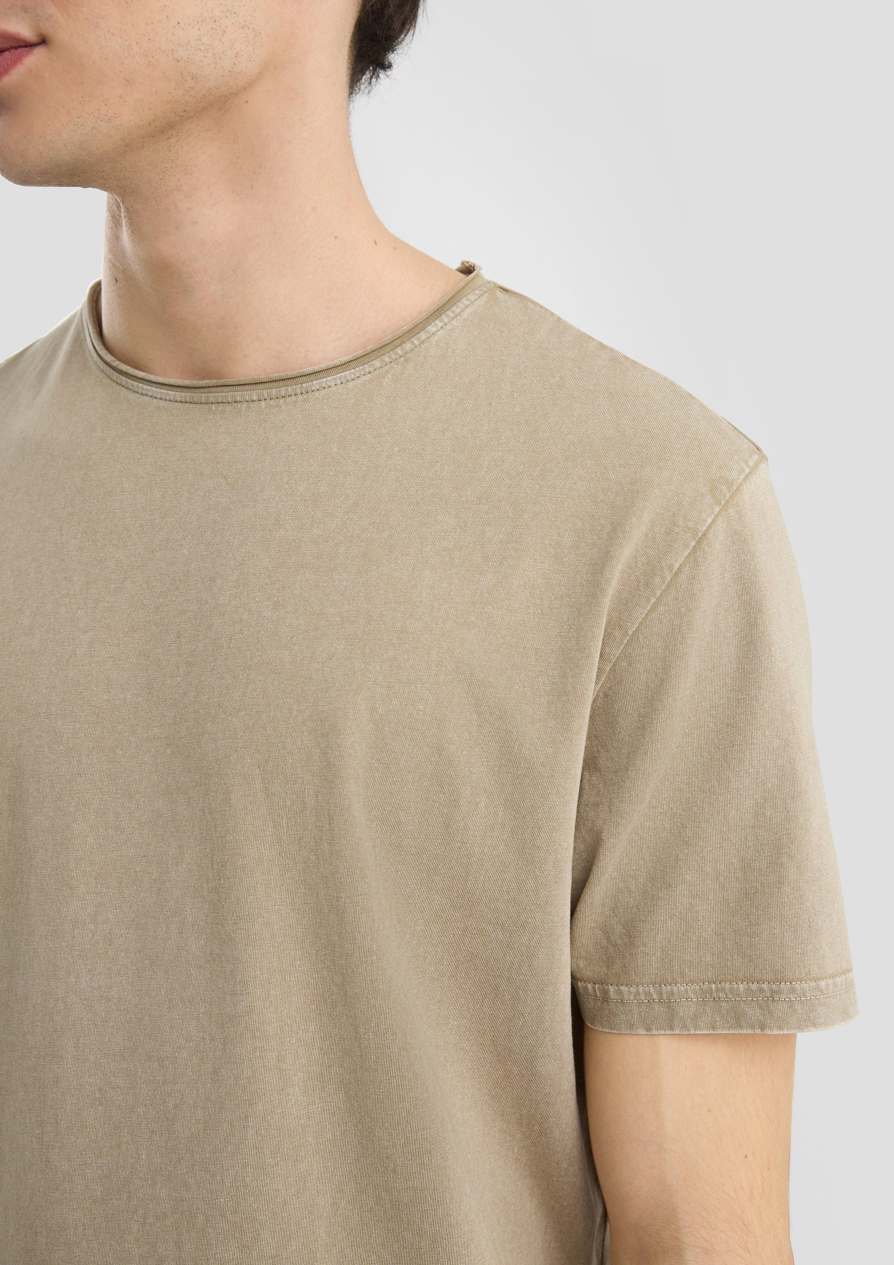 QS Kurzarmshirt Gewaschenes T-Shirt mit Rollkante günstig online kaufen