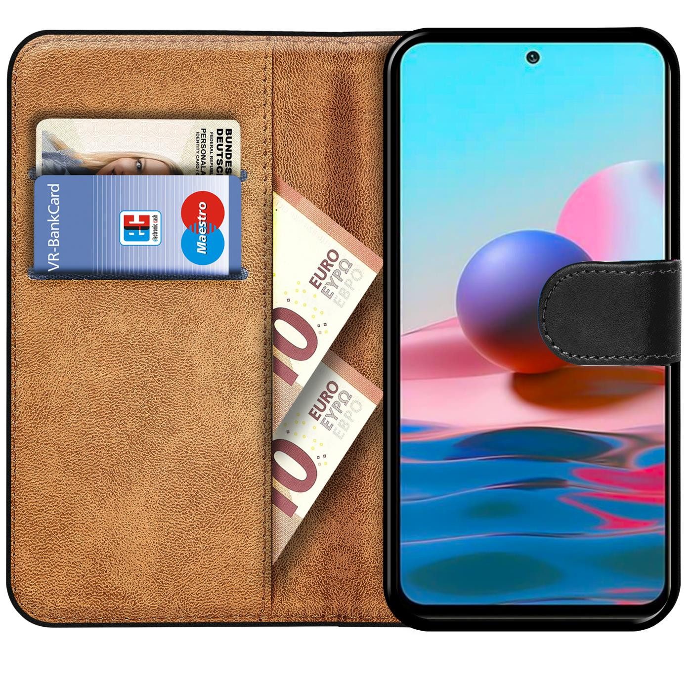 CoolGadget Handyhülle Wallet Klapp Tasche Book Case für Xiaomi Redmi Note 10 Pro 6,67 Zoll, Hülle Klapphülle Flip Cover Etui Schutzhülle