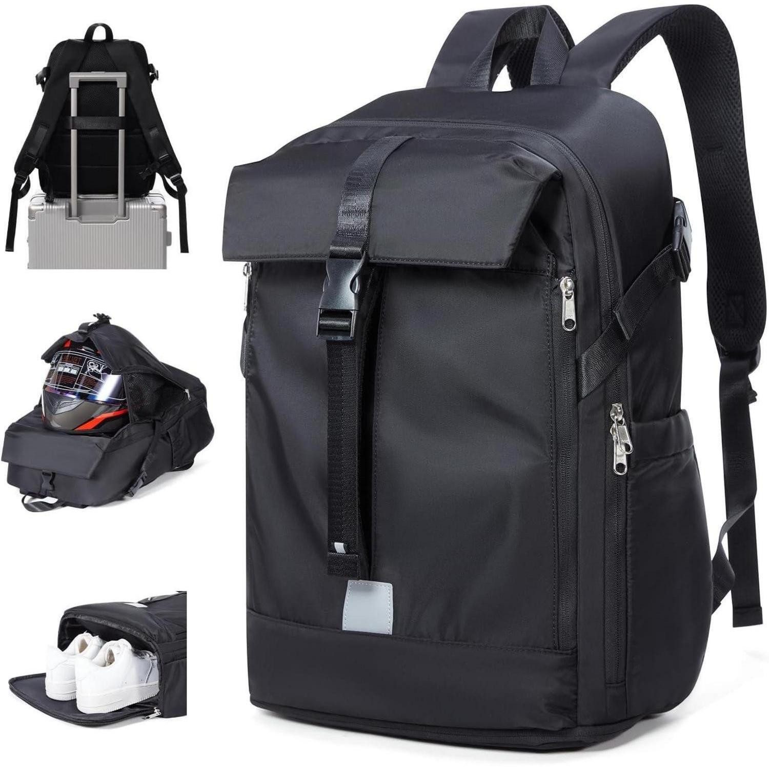 Sportrucksack Motorradrucksack Helmrucksack Schuhfach Laptop 15Inch I-schwarz S