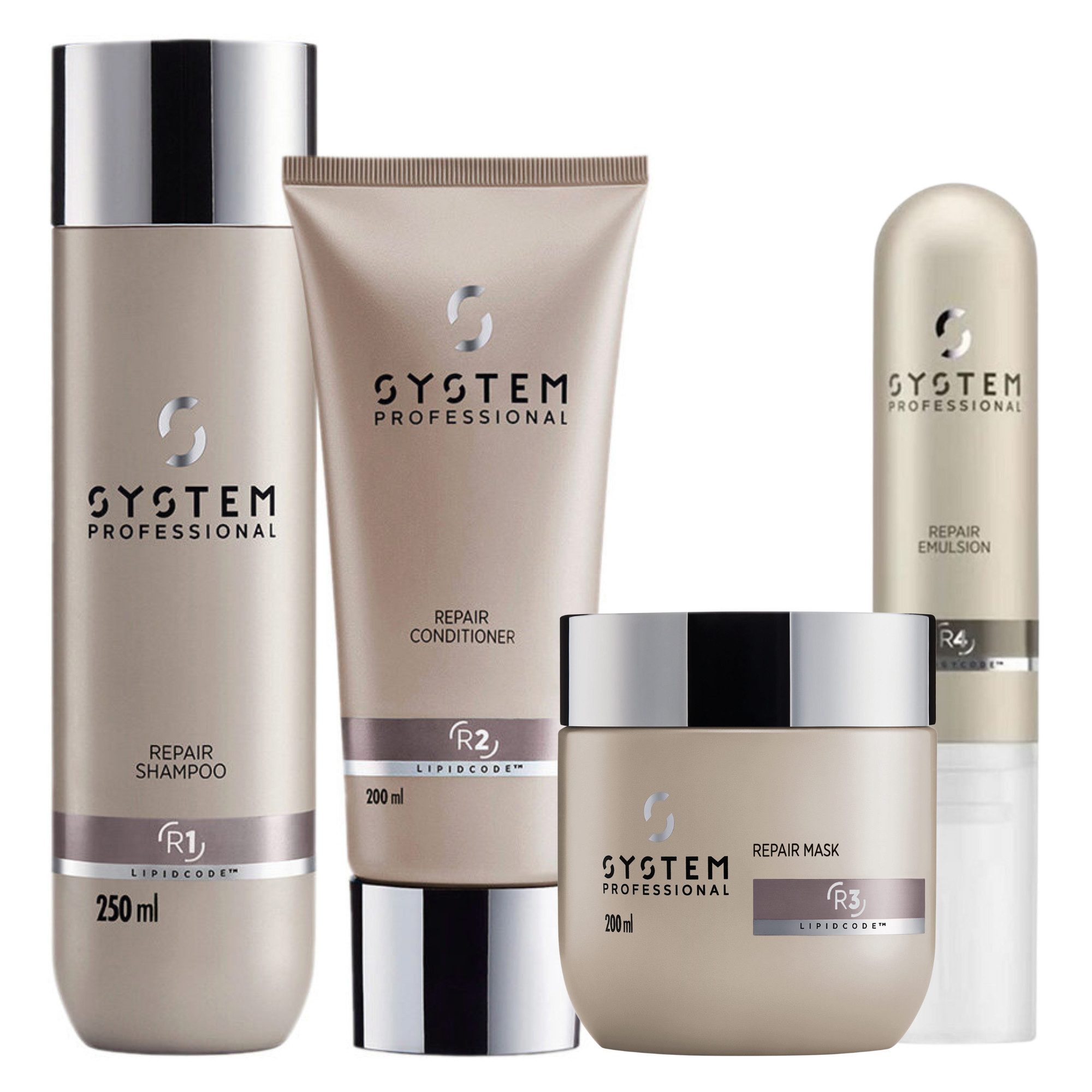 System Professional Haarpflege-Set System Professional Repair Set – Shampoo, Maske, Conditioner & Emulsio, 4-tlg., reichhaltig
