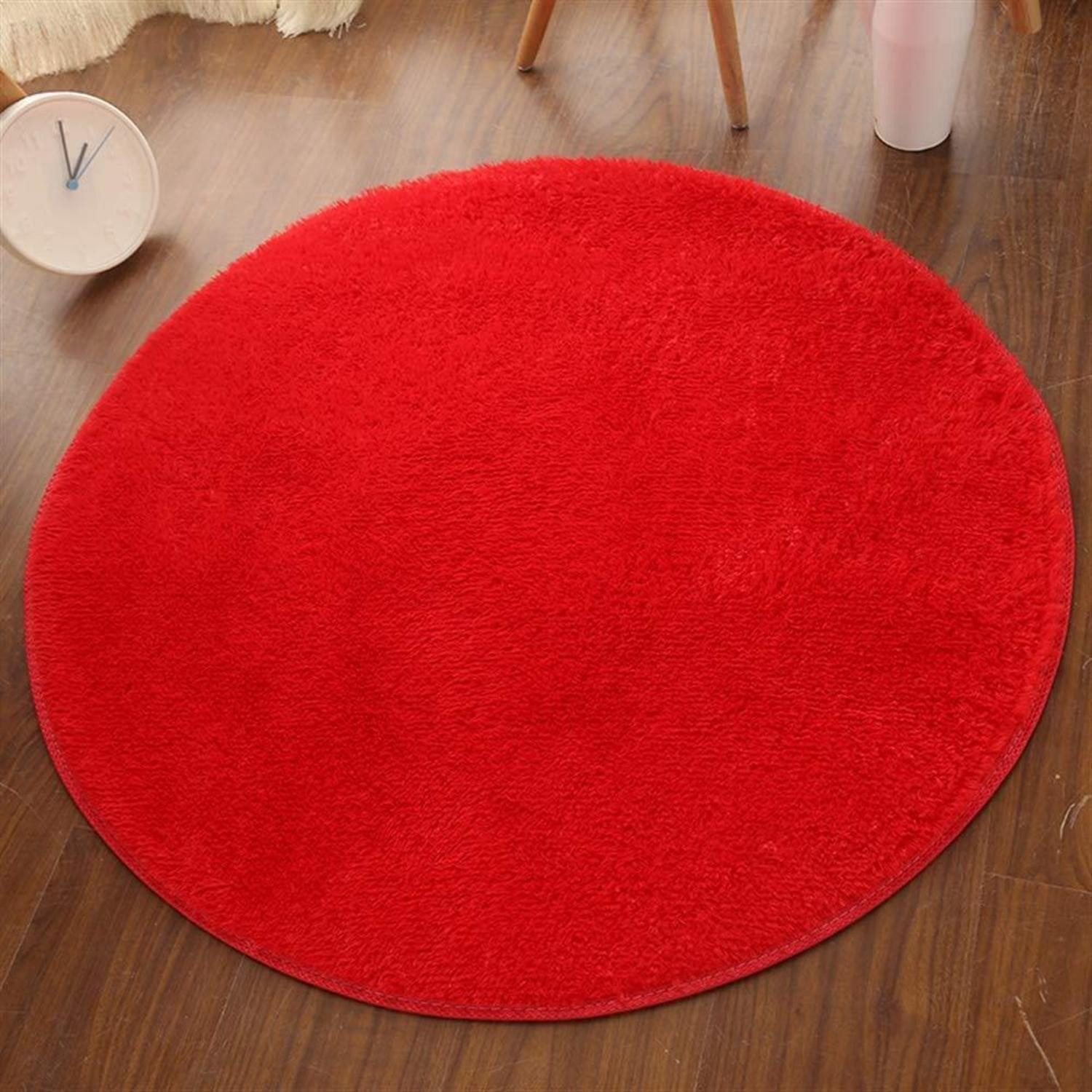 LuxusKollektion Hochflor-Teppich Teppich Shaggy Rot 60cm Durchmesser, rund, Höhe: 10 mm