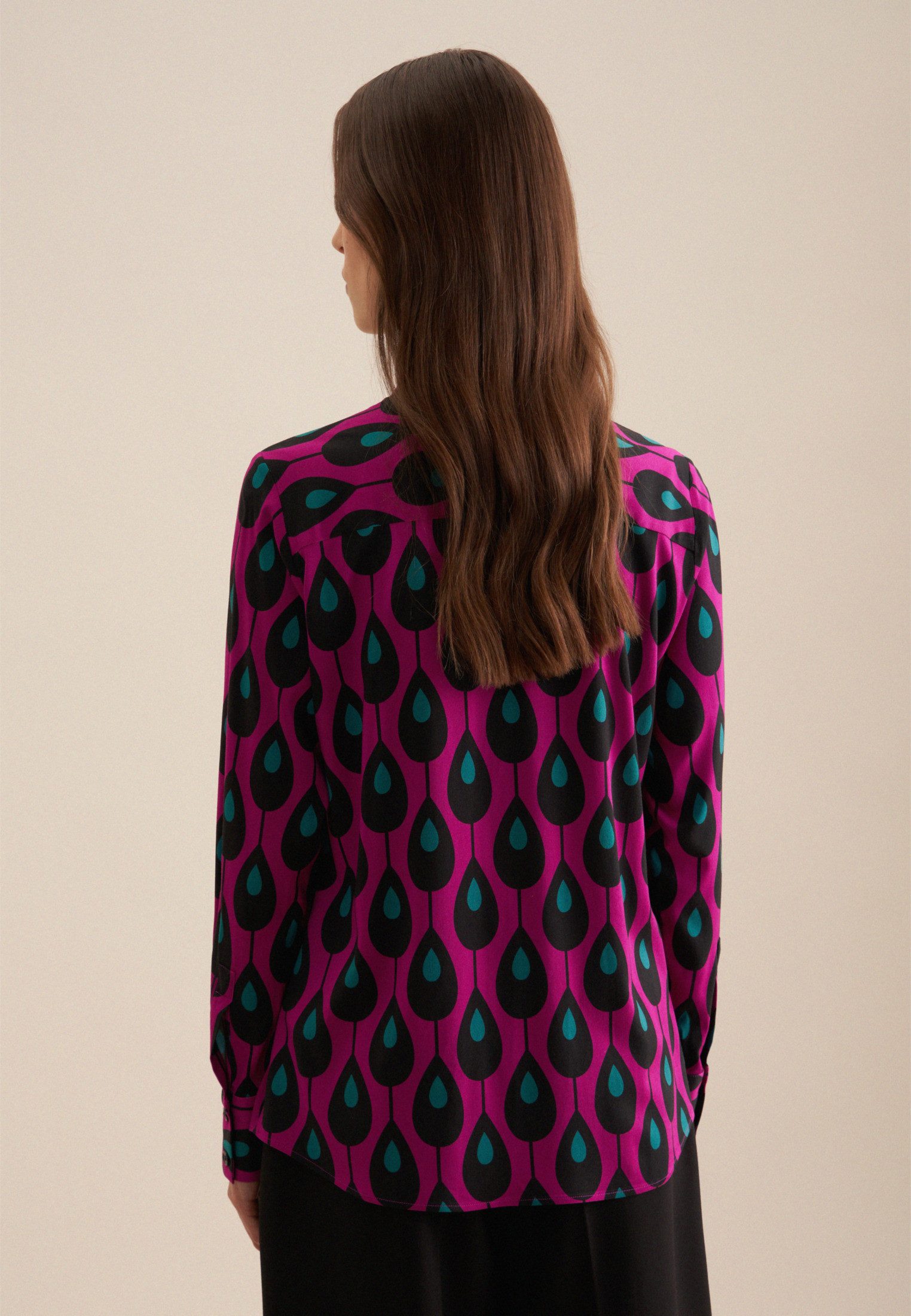 seidensticker Hemdbluse "Schwarze Rose" Langarm Kragen Druck günstig online kaufen