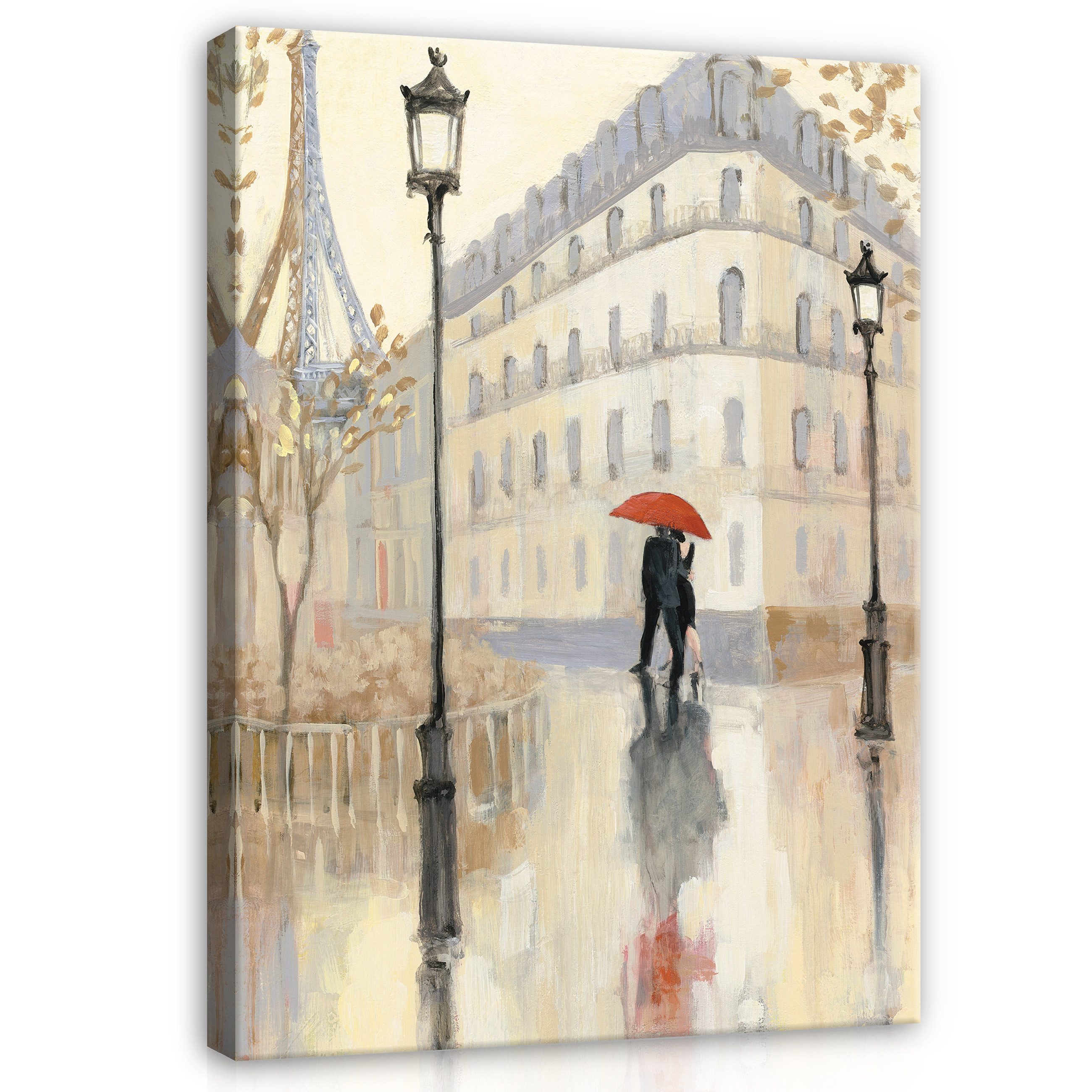 Leinwandbild Paris Kunst Art Beige Stadt Modern Wandbilder Wand Deko XXL Bilder