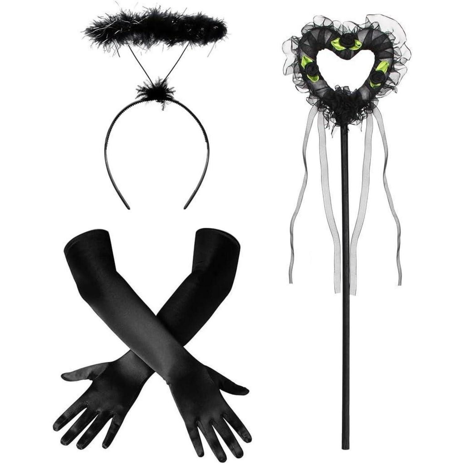 LuxusKollektion Kostüm Handschuhe Damen Satin Lang Kostüm 1920er Party Karneval Schwarz