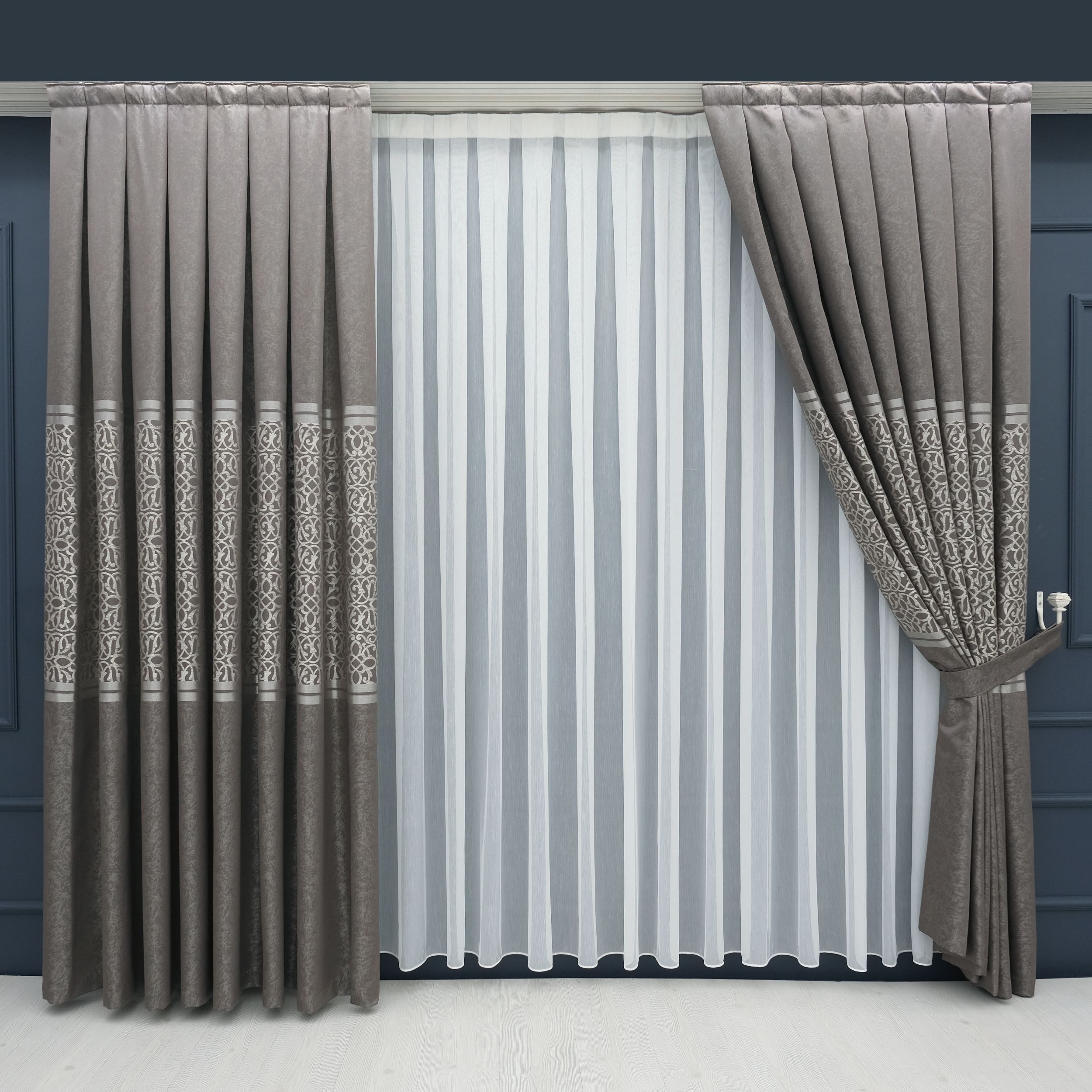 Gardinen by Justyna Vorhang Braun Falten Fon Gardine Komplett Set (5 St), K günstig online kaufen