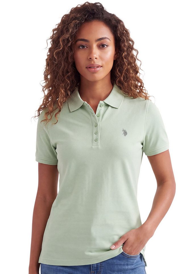 U.S. Polo Assn. Poloshirt USSiirena – Damen Classic Fit kurzarm mit Logo-Stickerei Mit Flachstrick-Kragen, Knopfleiste und elastischer Baumwollmischung