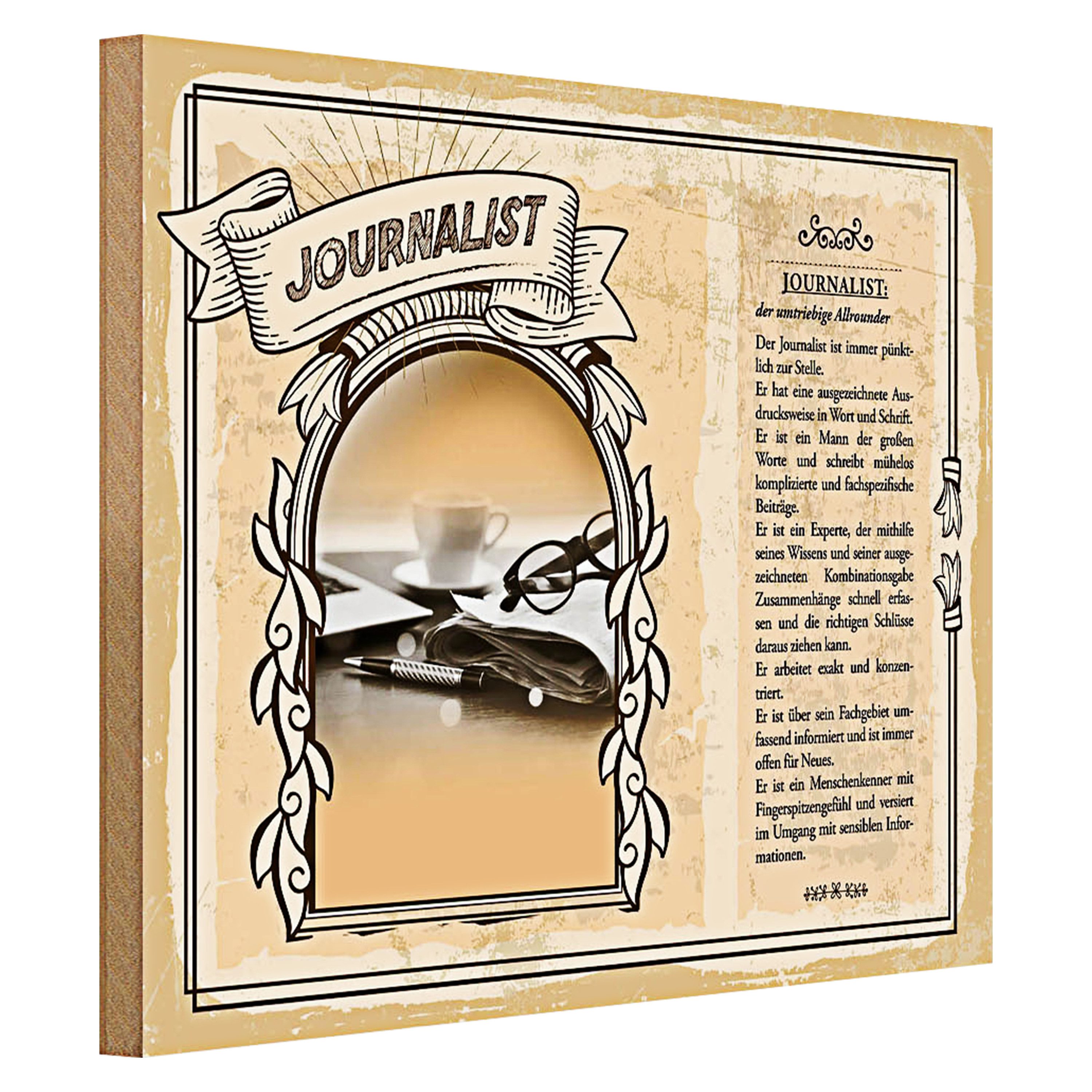 Roomando Holzbild Berufe 40x30cm Journalist Informationen exakt