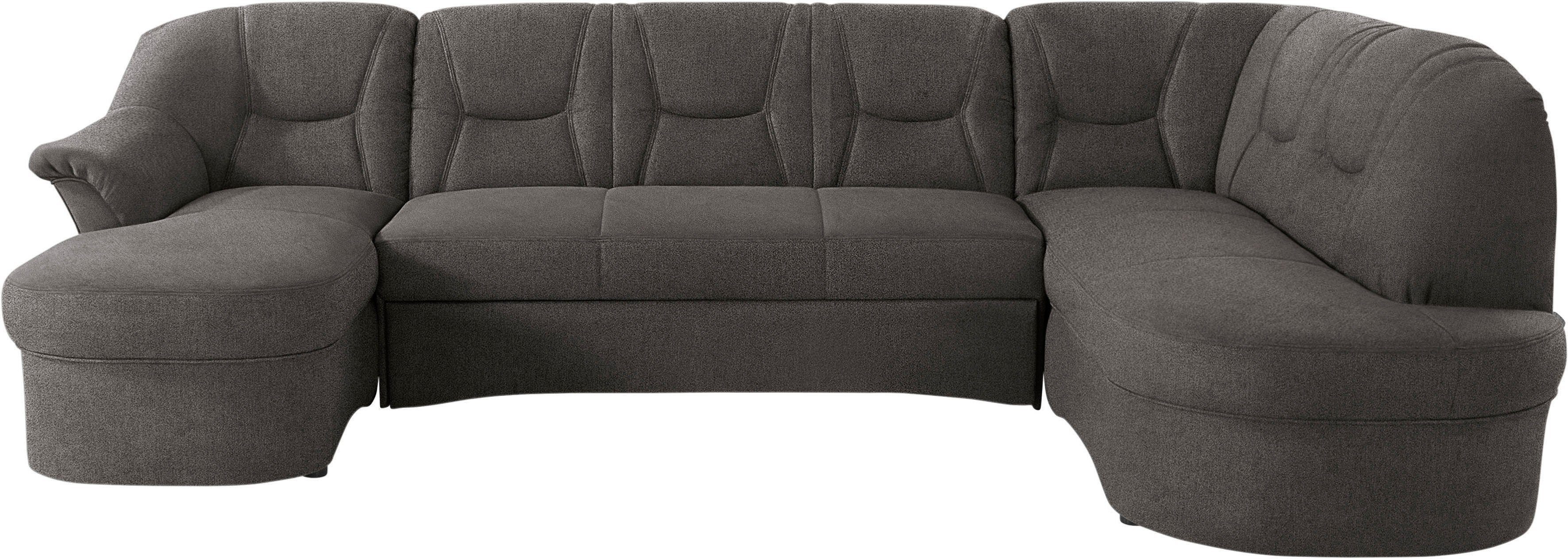 DOMO collection Wohnlandschaft SARAFINA 295x83x180 cm, auch mit Federkern für mehr Sitzkomfort!, whlw. mit Bettfunktion, elegantes Design, U-Form