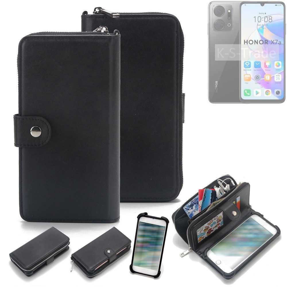 K-S-Trade Handyhülle für Honor X7a, 2in1 Handyhülle Schutzhülle & Portemonnee Cover Handy Hülle