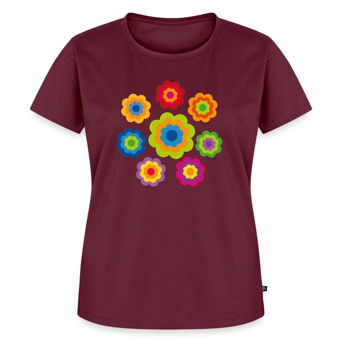 Spreadshirt T-Shirt 70er Jahre Hippie Flower Power Kostüm Blumen Fasching Frauen Premium T (1-tlg)