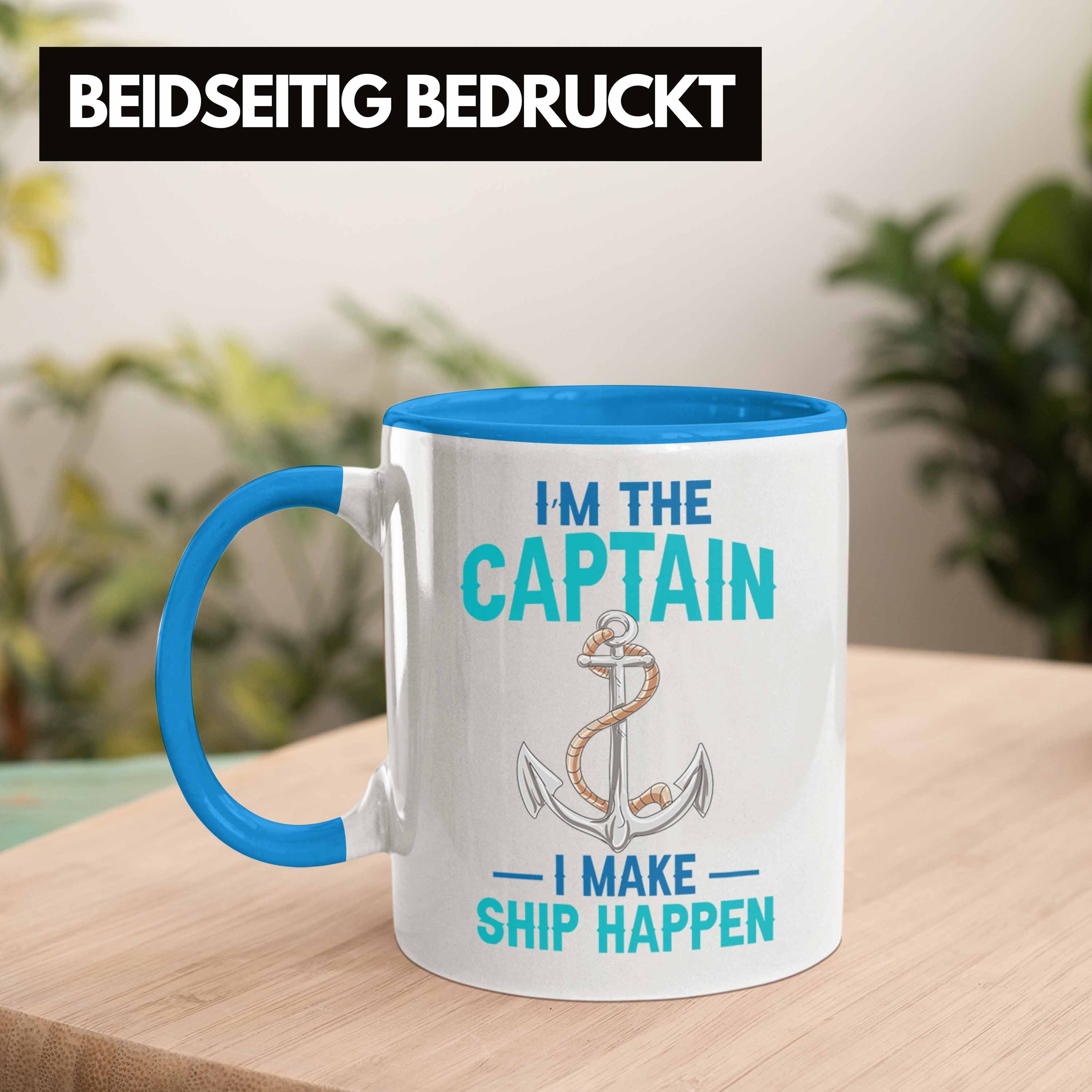Kapitäne Trendation Bootsfahrer Segelboot-Motiv Lustige Tasse Geschenkidee Blau Segler Tasse