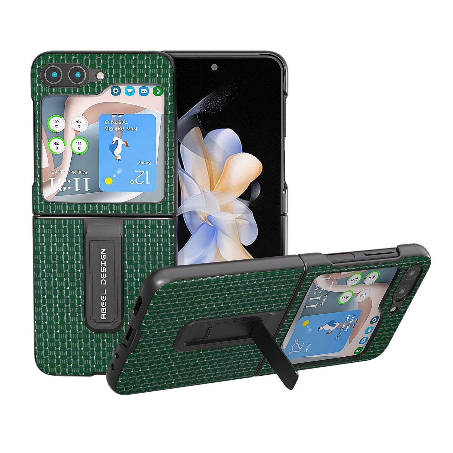 Wigento Handyhülle Für Samsung Galaxy Z Flip5 5G Echt Leder Handy Tasche Hülle Cover Etui