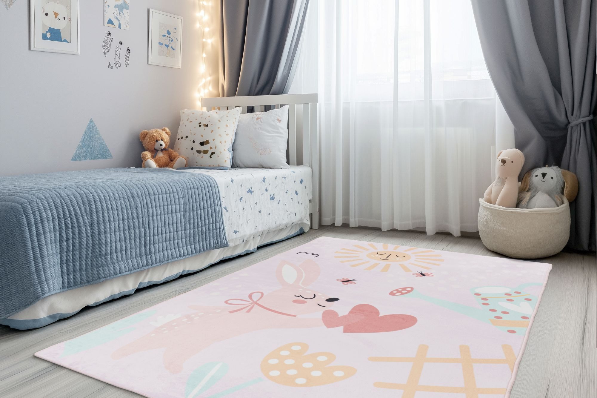 Obsession Kinderteppich Magic Kids ML 106, rechteckig, Höhe: 8 mm, niedliches Hasen Motiv, waschbar, Kinderzimmer