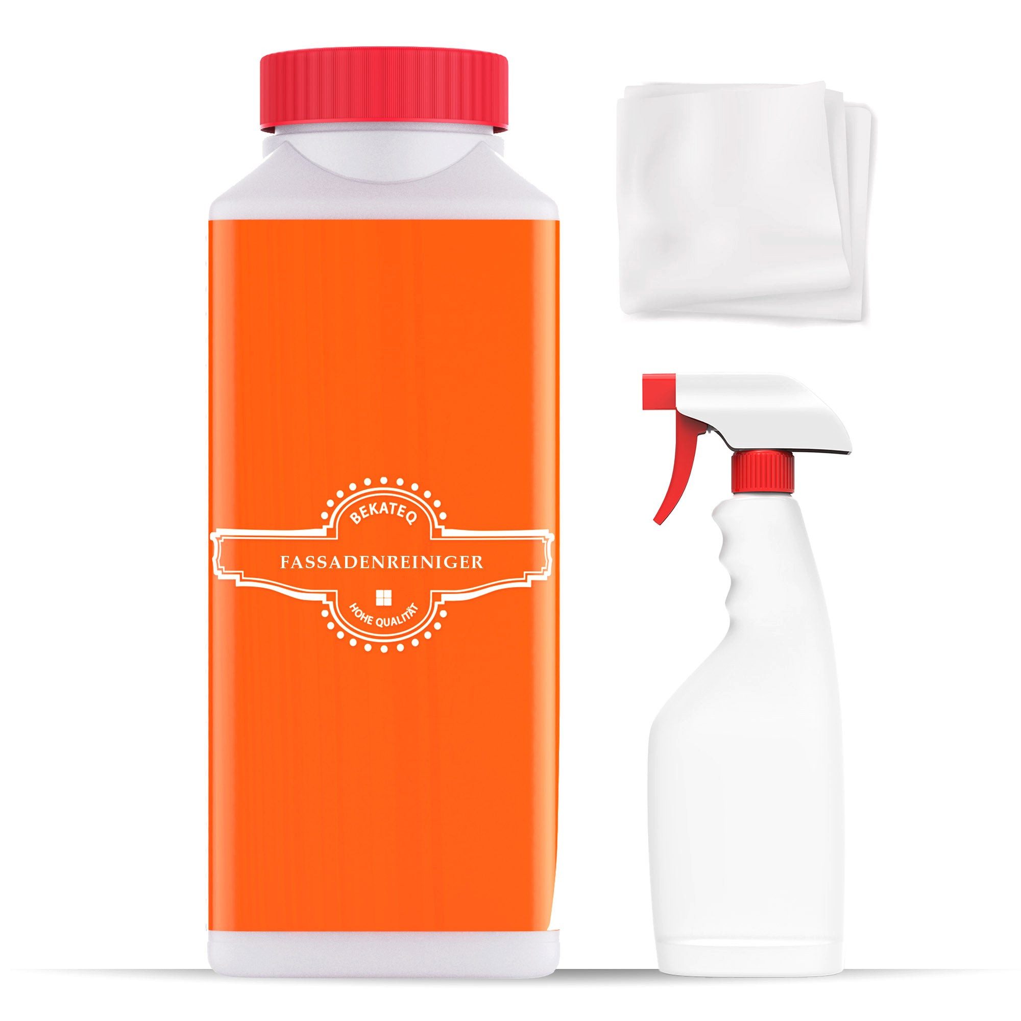BEKATEQ BE-680 Fassadenreiniger Set Steinbodenreiniger (Algenentferner + Sprühflasche + Vliestuch, [- Set 1L reicht aus für 10qm)