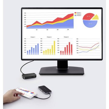 Renkforce Laptop-Dockingstation USB-C® Hub zur drahtlosen Bildübertragung, drahtlose Bildübertragung, integrierter Kartenleser