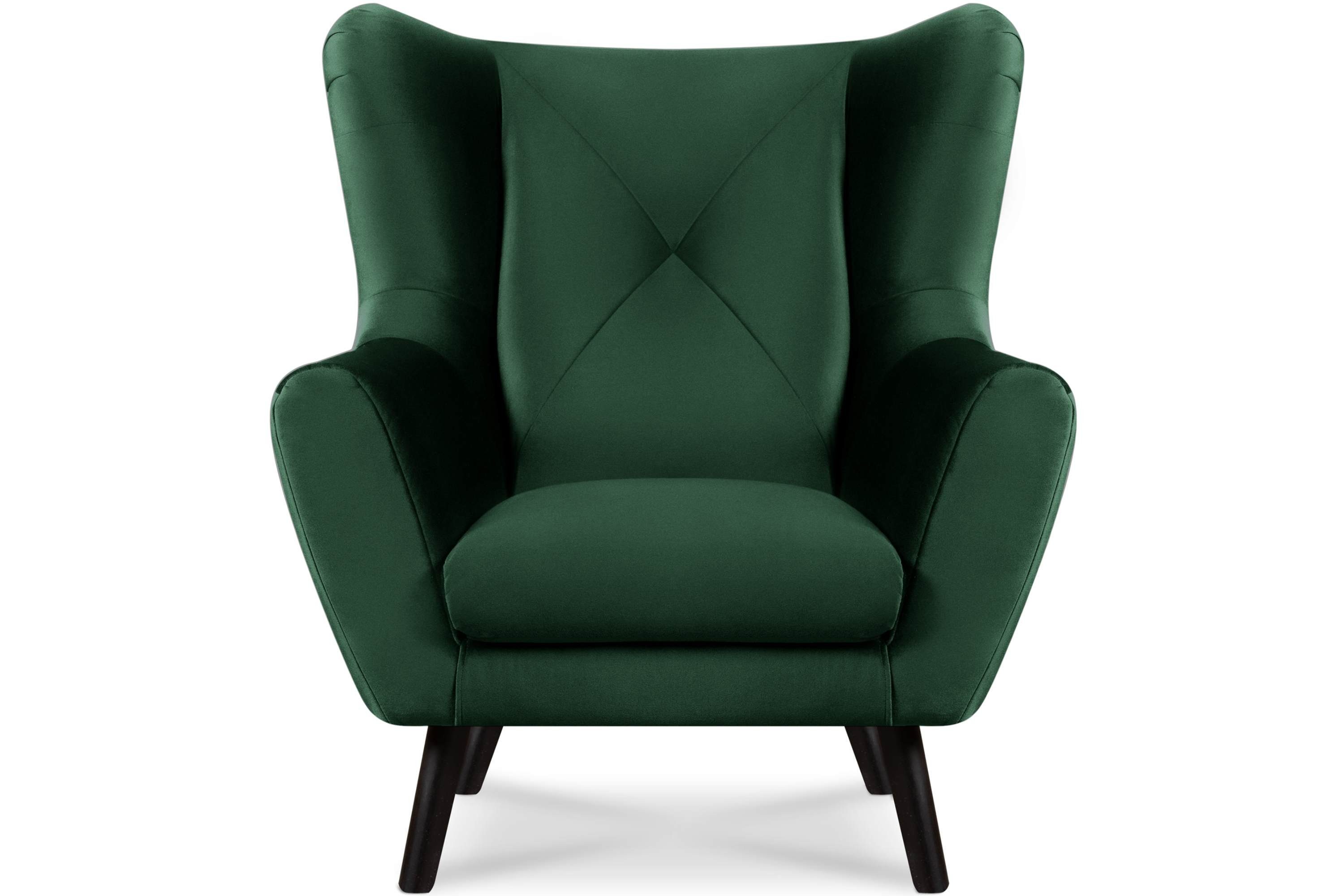 Konsimo Ohrensessel MIRO Sessel mit Armlehne, bequemer Schaumstoff im Sitz, wasserabweisender Oberstoff dunkelgrün | dunkelgrün