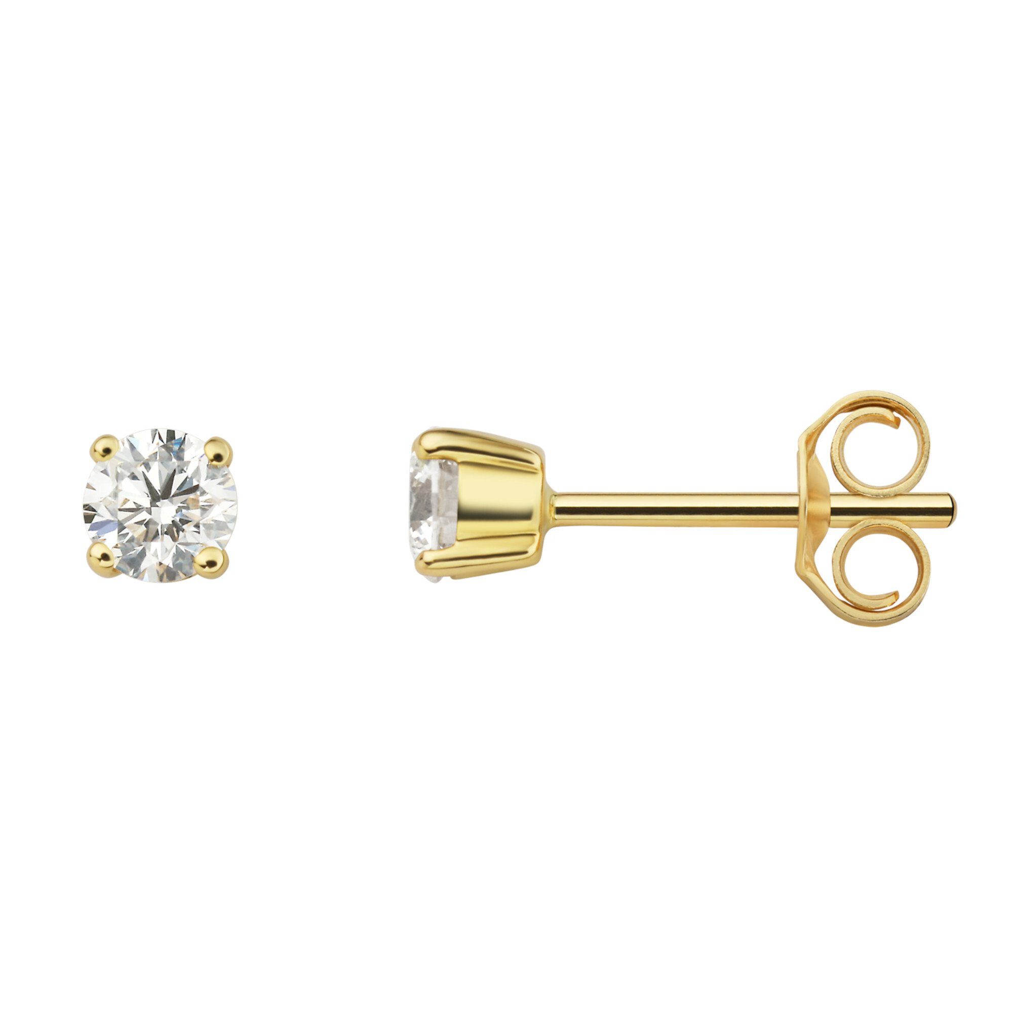 Ohrstecker Schmuck Brillant Paar Gold ct Gelbgold, 0.40 Ohrstecker ONE Damen aus ELEMENT 585 Diamant Ohrringe
