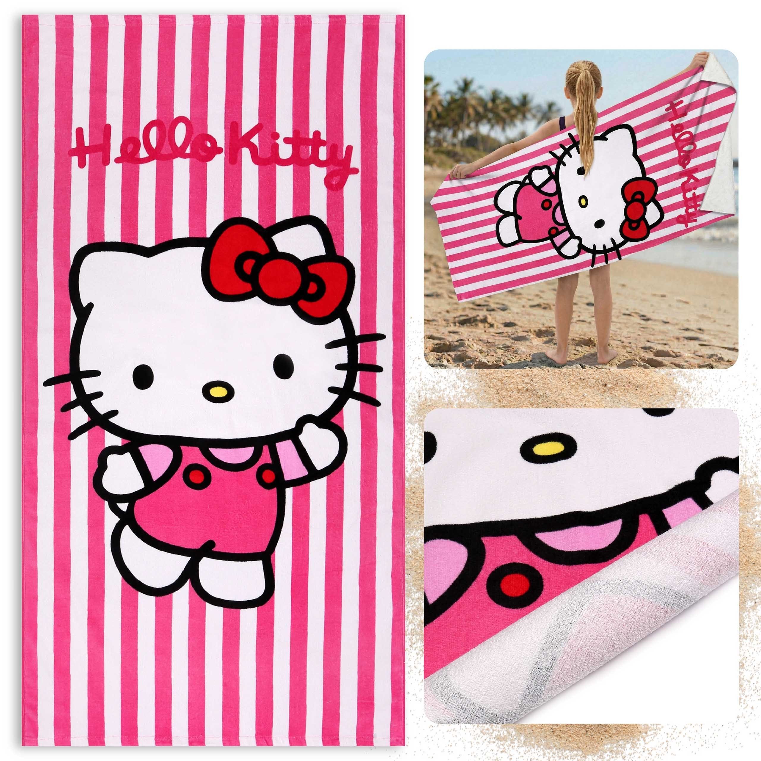 Hello Kitty Badetücher Hello Kitty Strand- und Badetuch Baumwolle 70x140 cm, schnell