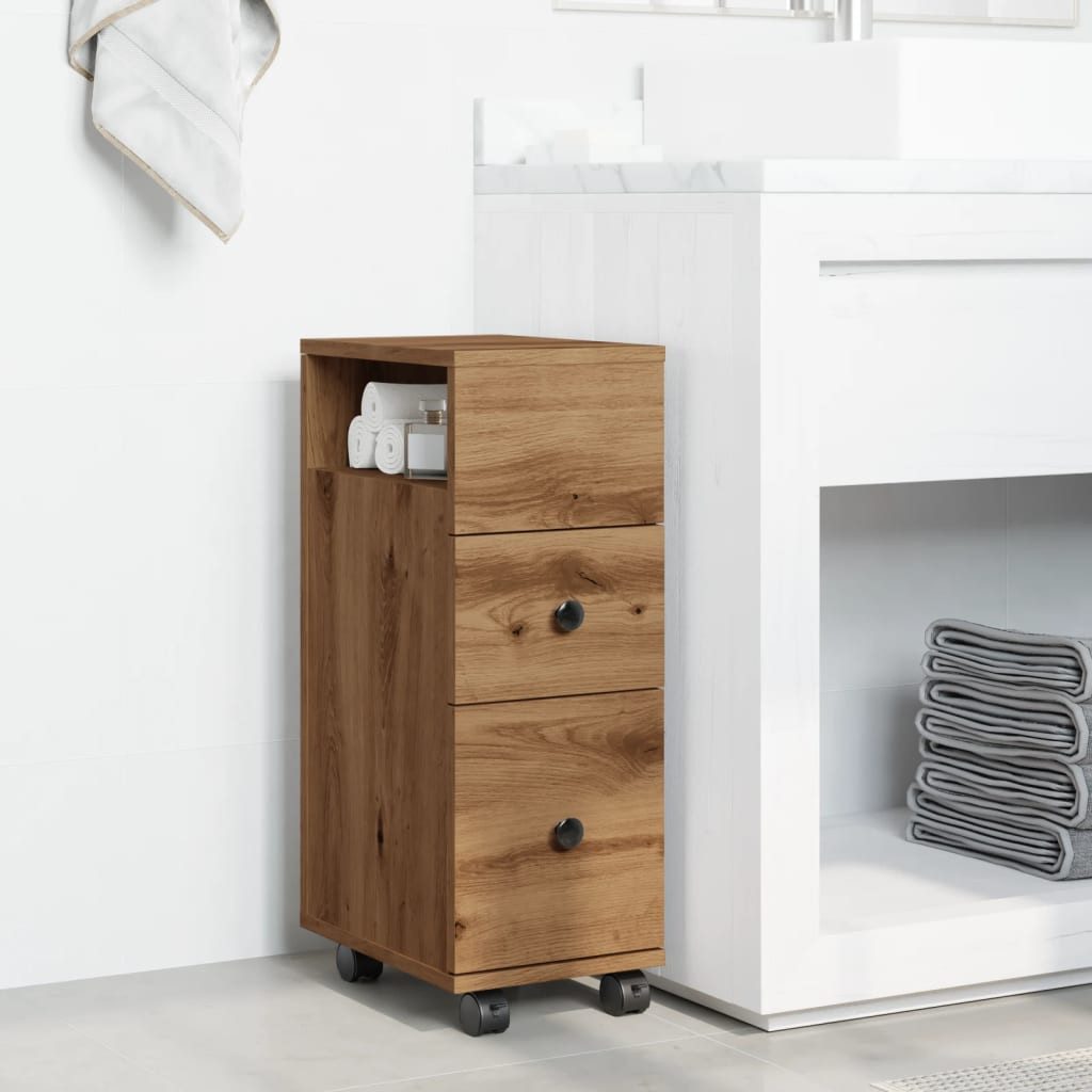 vidaXL Fächerschrank Badschrank Schmal mit Rollen günstig online kaufen