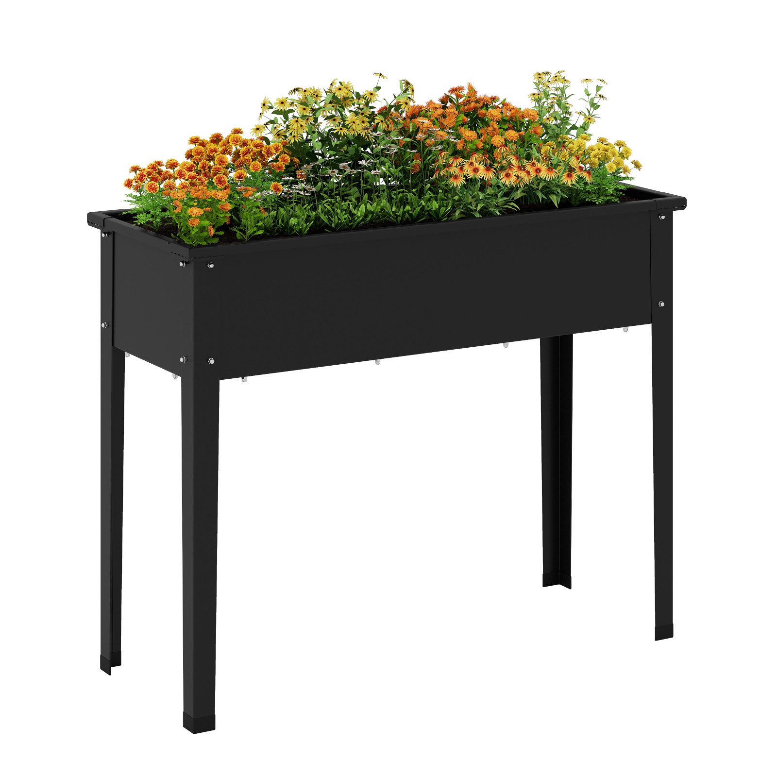 COSTWAY Hochbeet (1 St), Blumenkasten, erhöhtes Gartenbeet, Metall, 100x40x80cm