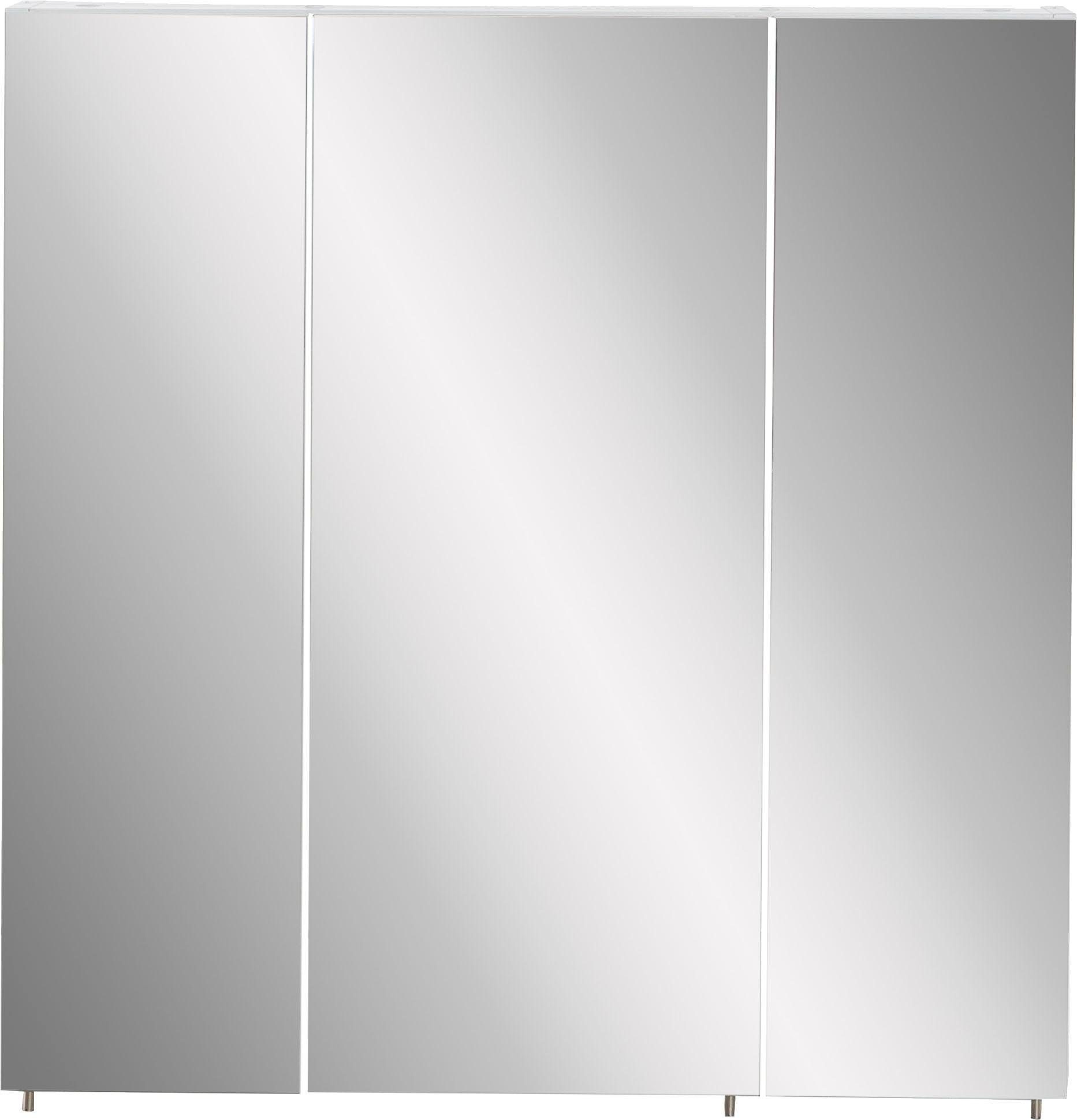 in Glaseinlegeböden, Spiegelschrank Made 70 Schildmeyer cm, Breite Basic Germany 3-türig,