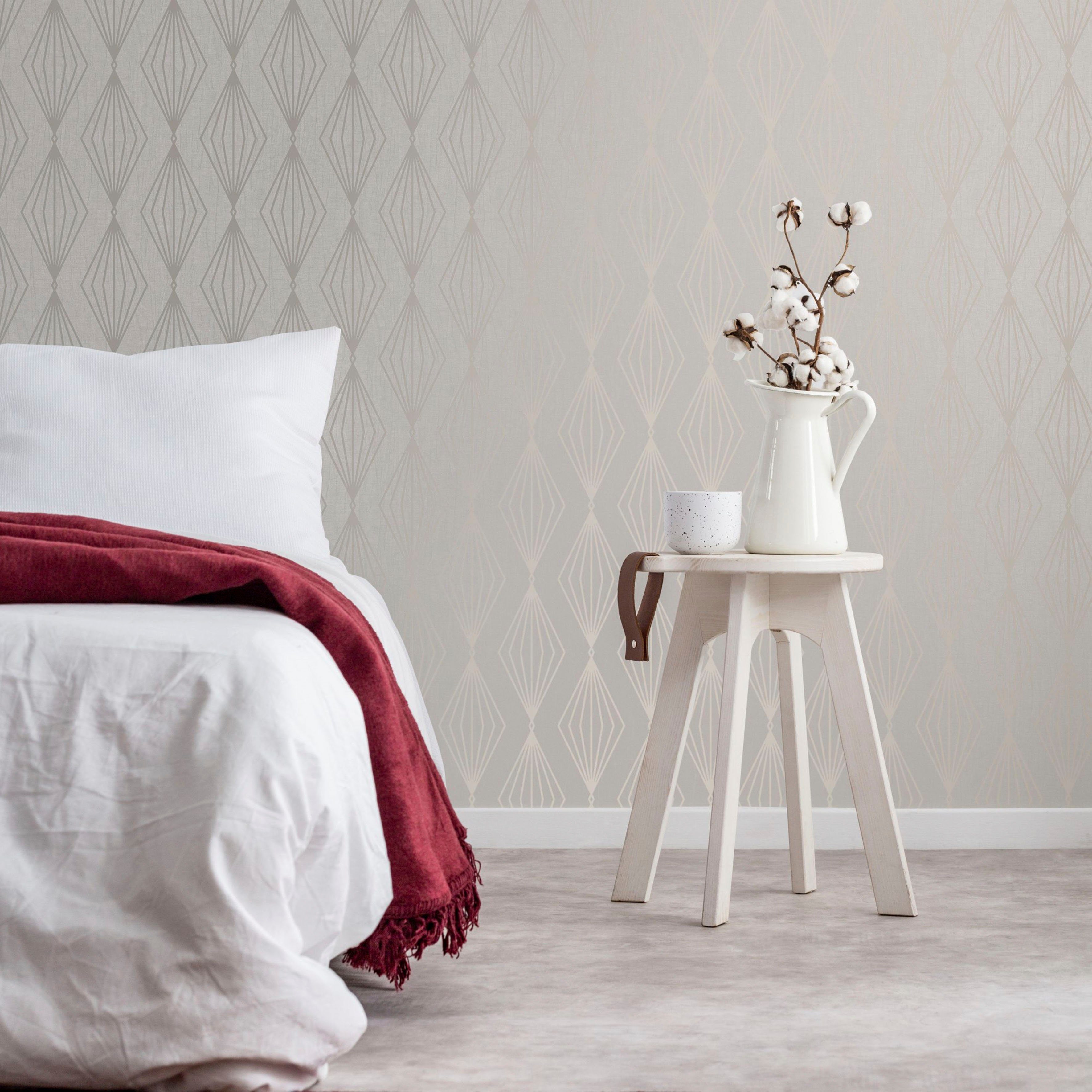 Boutique Vliestapete Marquise Geo, geometrisch, (1 St), Dunkelgrün - 10mx52cm