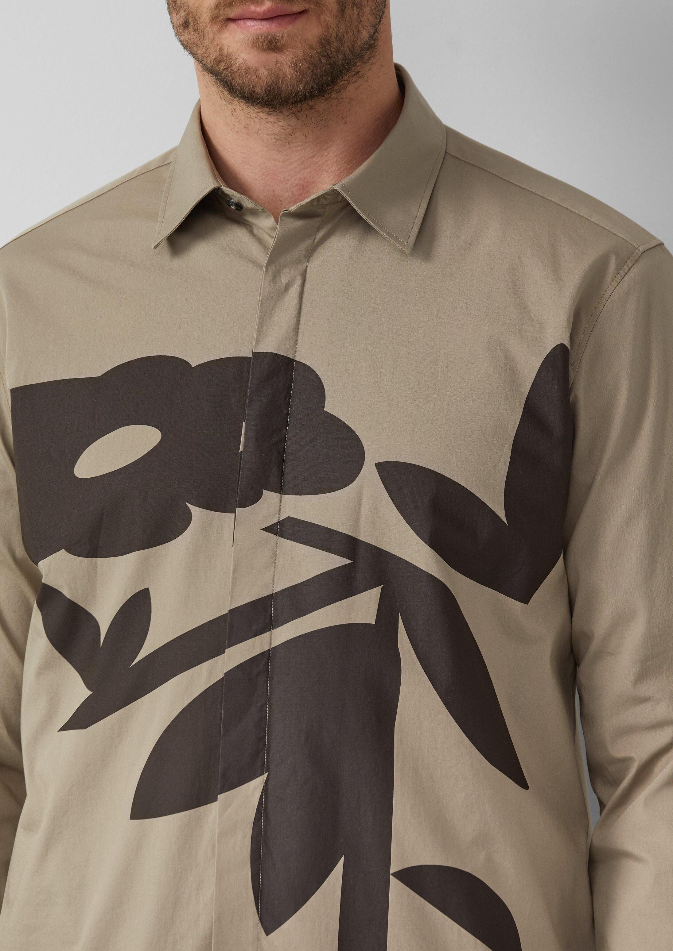 s.Oliver Langarmhemd Hemd Regular Fit: Hemd aus Baumwollmix mit Artwork