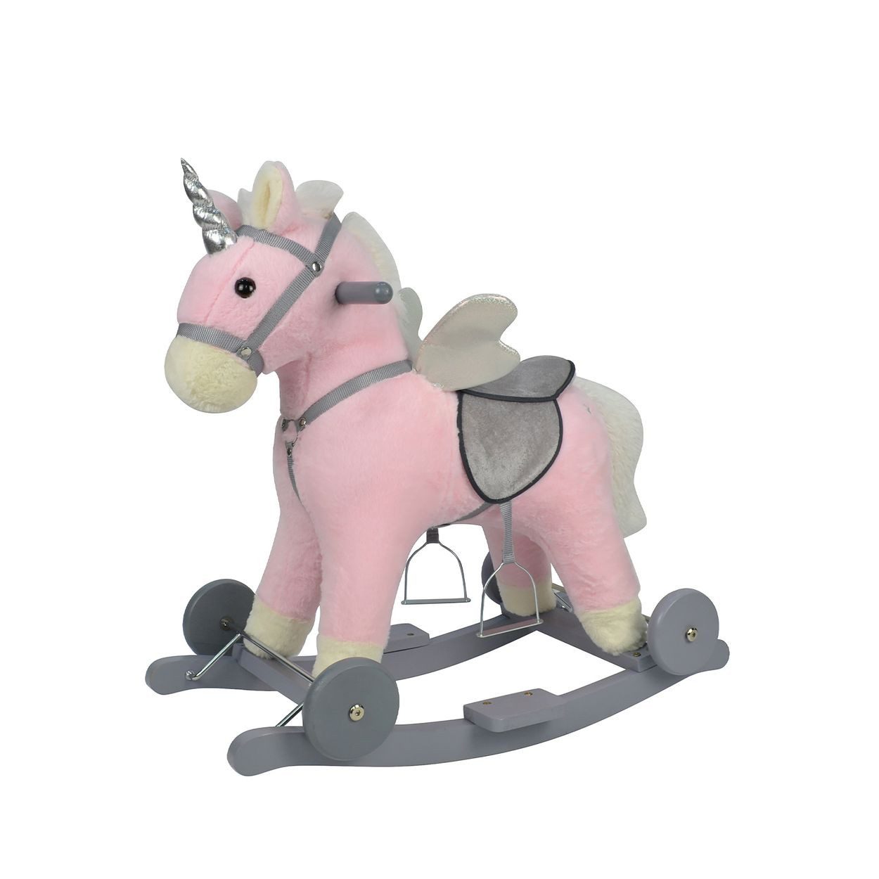Chipolino Schaukeltier Schaukeltier Einhorn Sound, Räder Holz, Steigbügel sattelförmiger Sitz