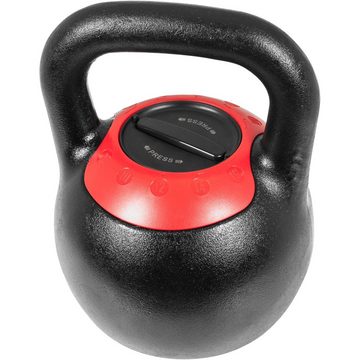 GORILLA SPORTS Kettlebell Verstellbare, 16 kg oder 24 kg mit 4 Wechselgewichte, Gusseisen