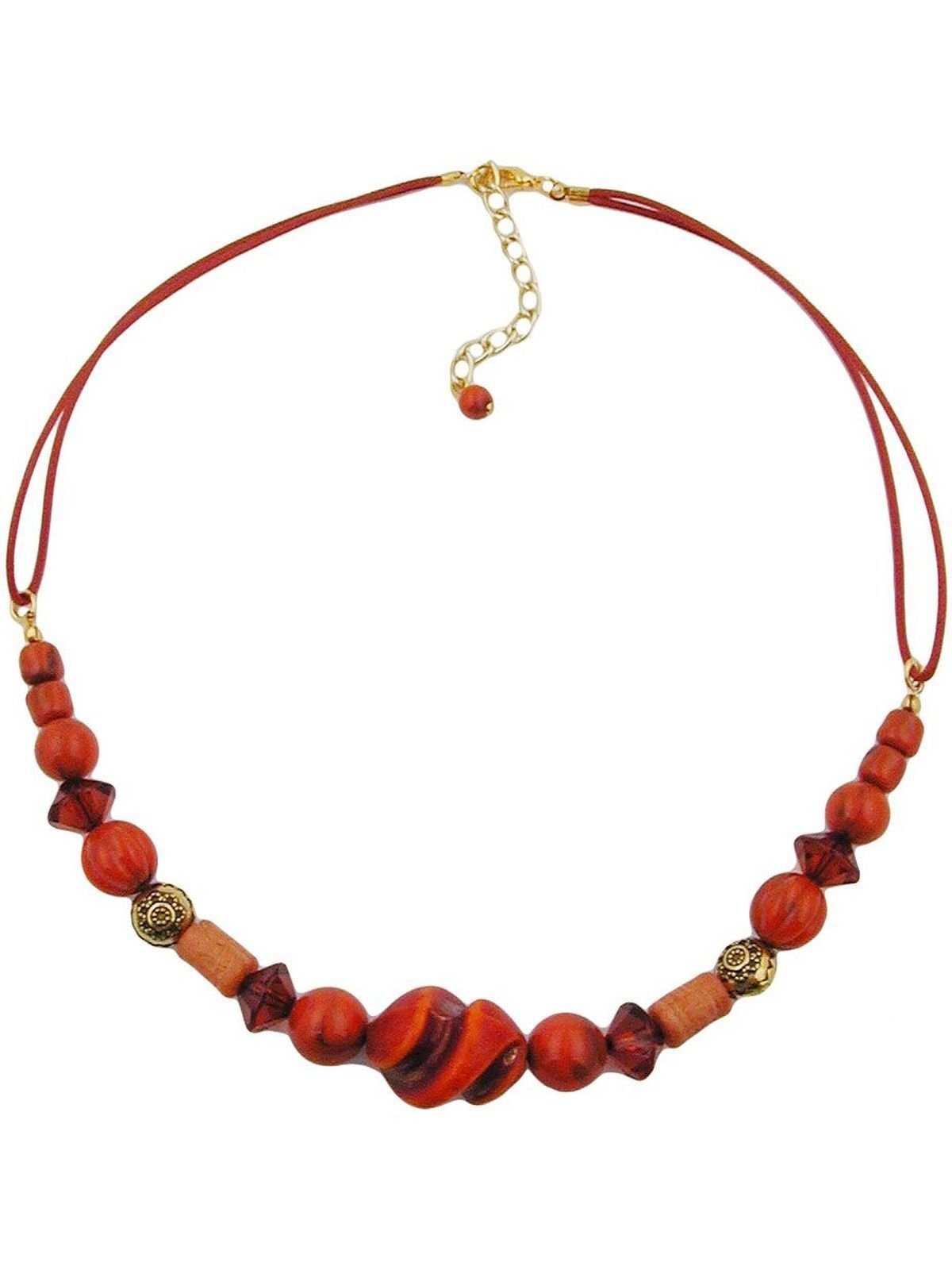 Gallay mit (1-tlg) rot-rostbraun Schraubenperle Kordel Perlenkette 45cm Kunststoffperlen