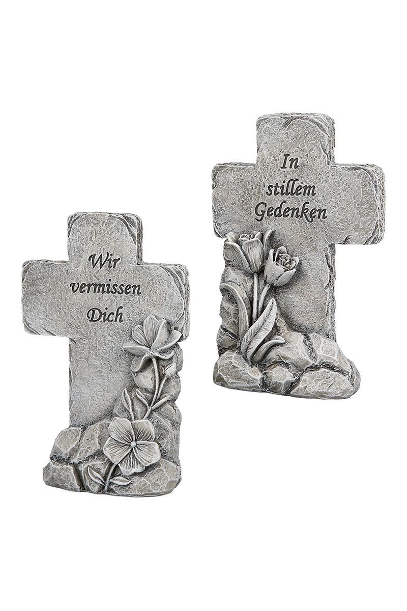 MF Grabkerze Gedenkkreuz 2er-Set mit Spruch Dekorative Grabdekoration in St günstig online kaufen