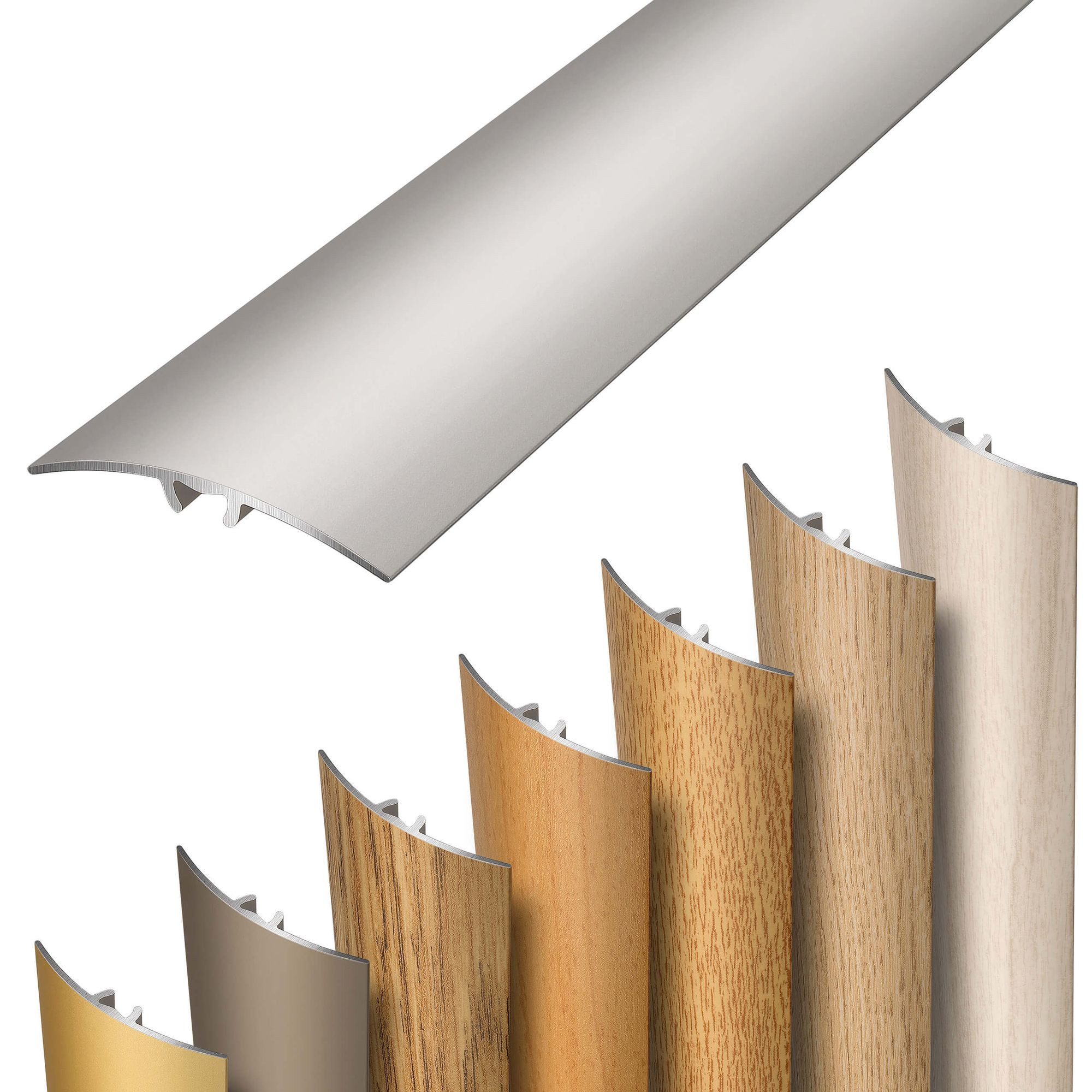 Dalsys Übergangsprofil selbstklebend, zum Stecken und verbinden (93cm x 30mm in der Farbe Silber, 1-St), aus Aluminium, Boden Übergangsleiste Höhenausgleich