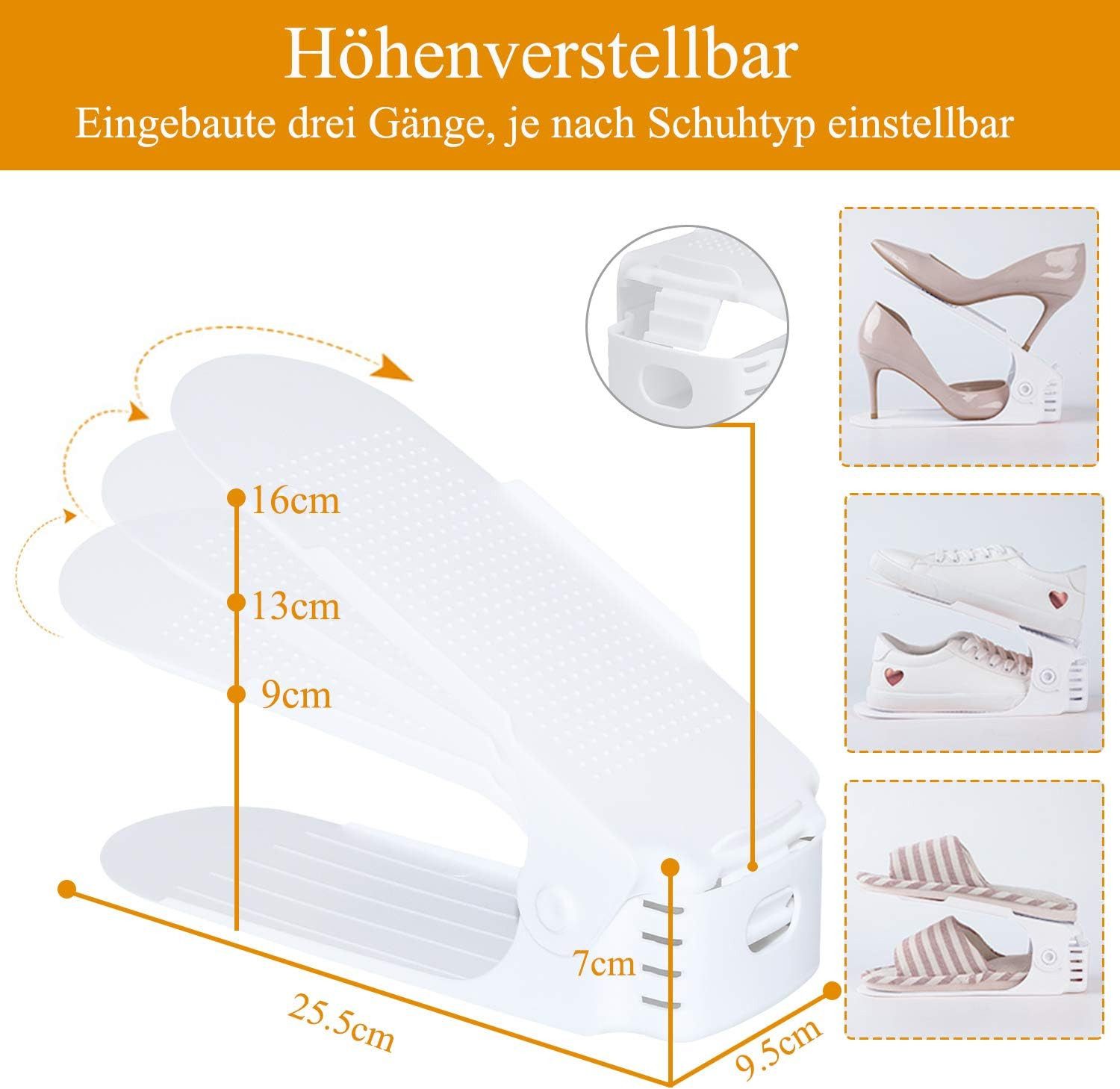 FIVMEN Schuhstapler Einstellbare Schuhregale Schuhhalter Set, 3 höhenverste günstig online kaufen