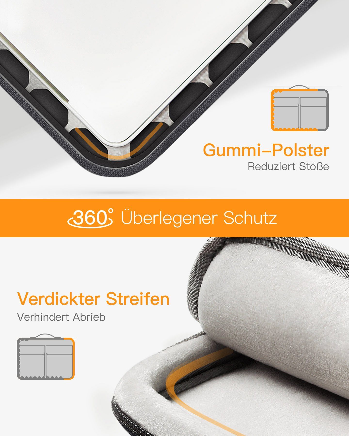 Inateck Laptop-Hülle Laptoptasche 14 Zoll 360° Schutz, 15,3'' MacBook Air M5/M4, mit abnehmbare und verstellbare Schultergurt – Bild 3 von 5