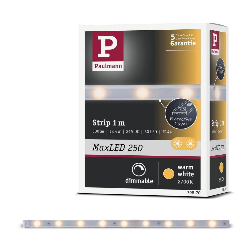 MaxLED 2700K LED Erweiterung 1-flammig, Silber 240lm Streifen 4W Stripe Strip LED in LED Paulmann 1000mm, IP44